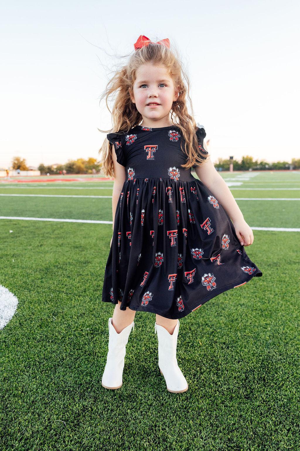 Texas Tech Black Raider Red Flutter Twirl Dress 3