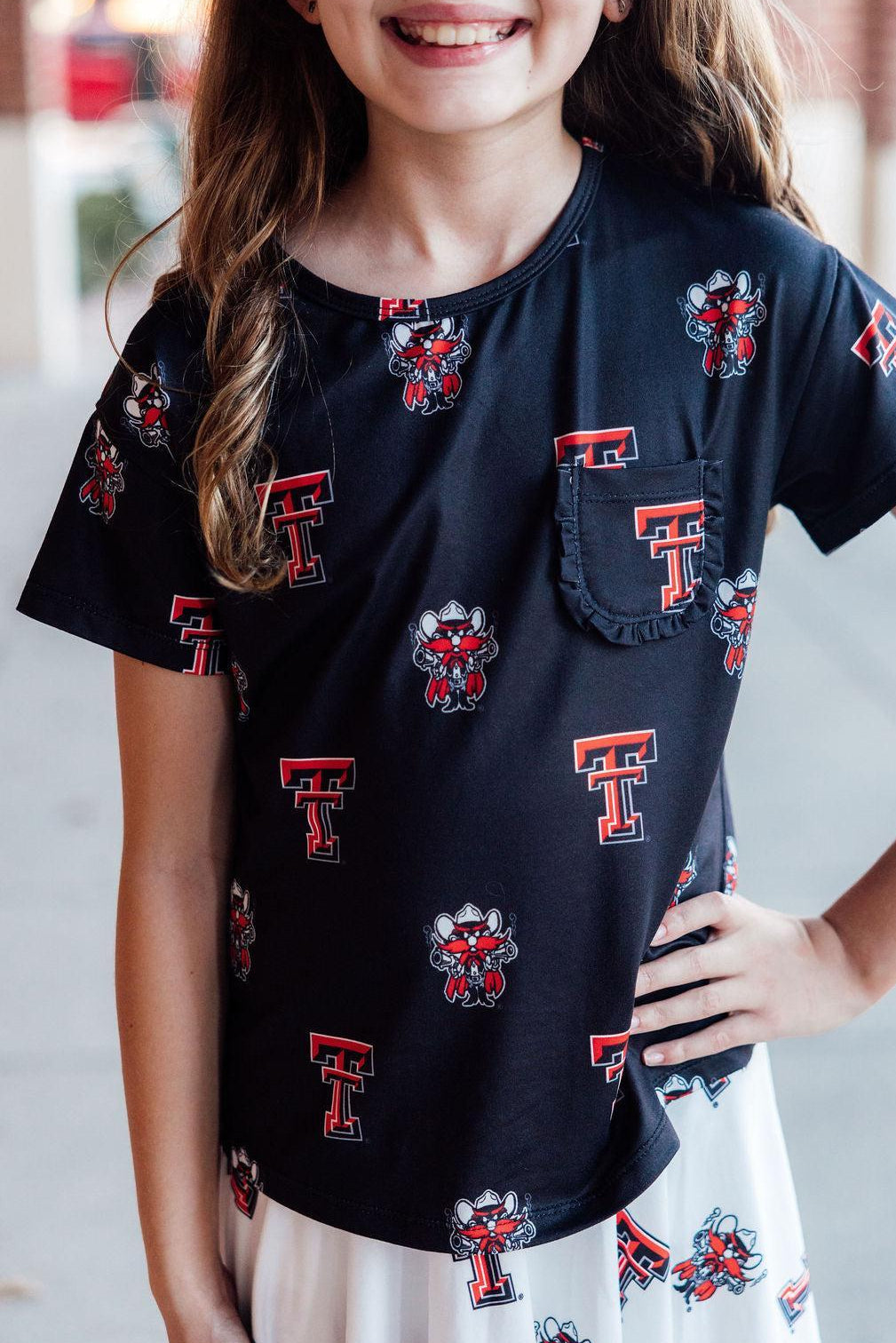 Texas Tech Black Raider Red Ruffle Pocket Tee 4