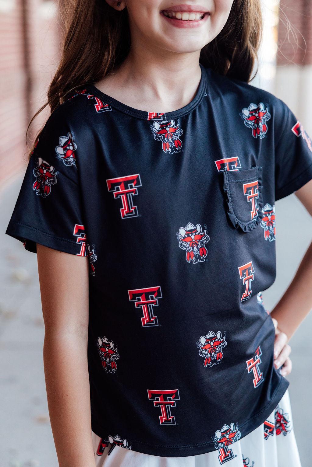 Texas Tech Black Raider Red Ruffle Pocket Tee 2
