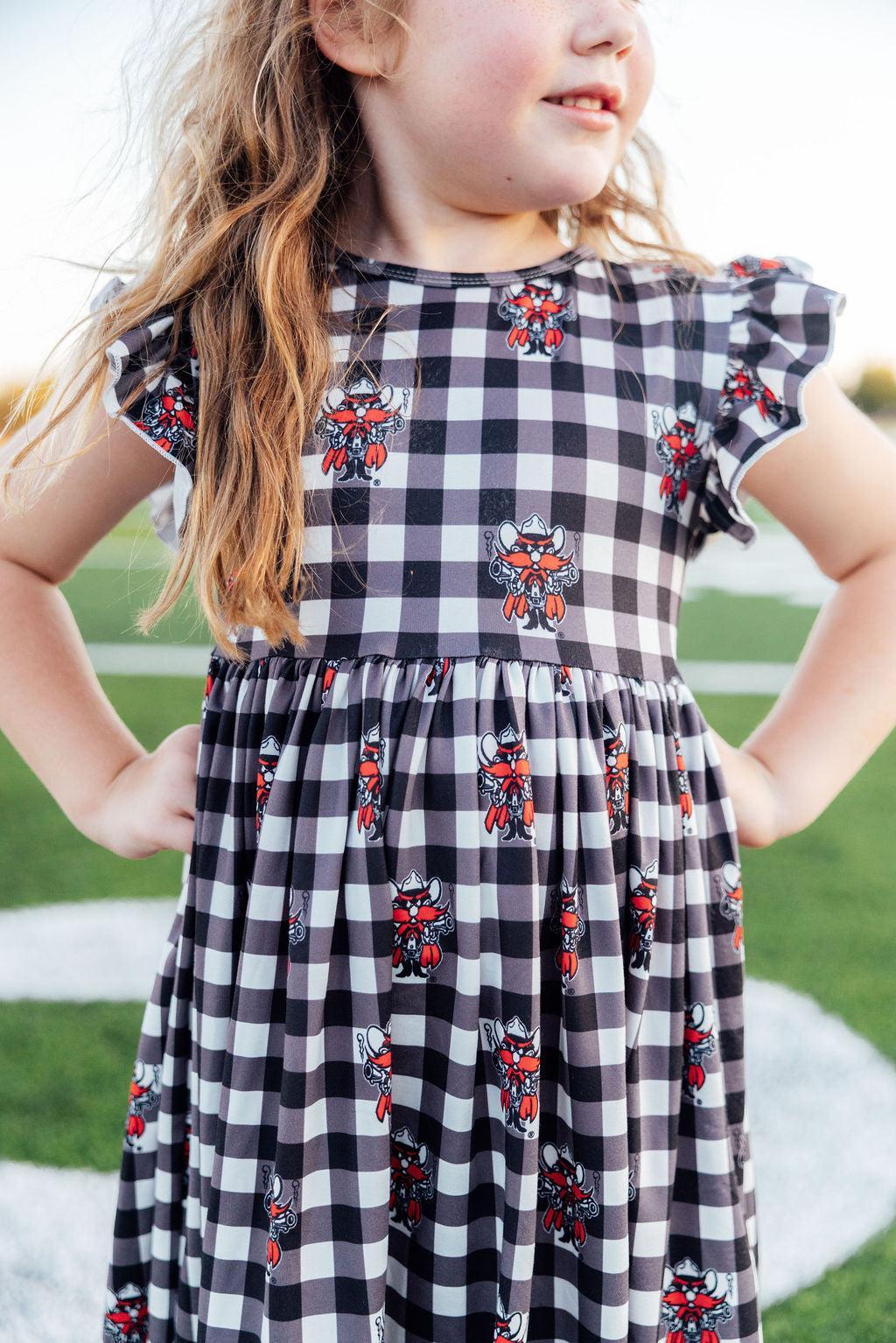 Texas Tech Plaid Raider Red Flutter Twirl Dress 2