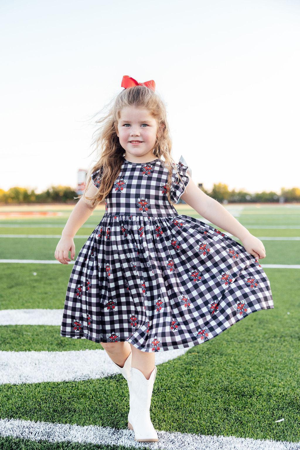 Texas Tech Plaid Raider Red Flutter Twirl Dress 3
