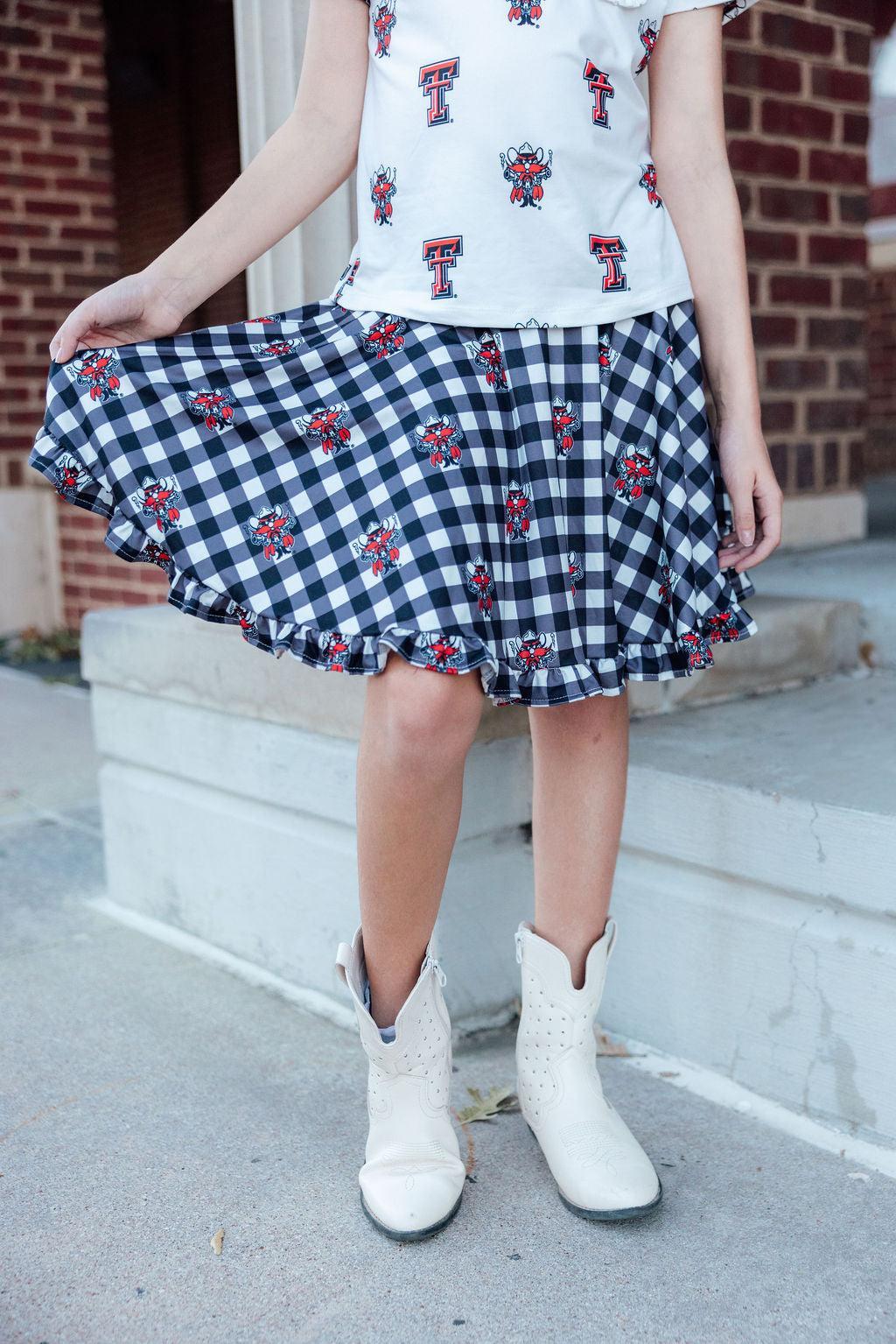 Texas Tech Plaid Raider Red Twirl Skort 1