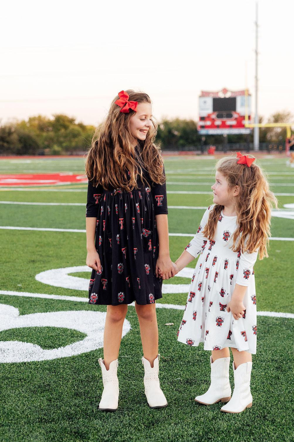 Texas Tech White Raider Red 3/4 Sleeve Pocket Twirl Dress 2