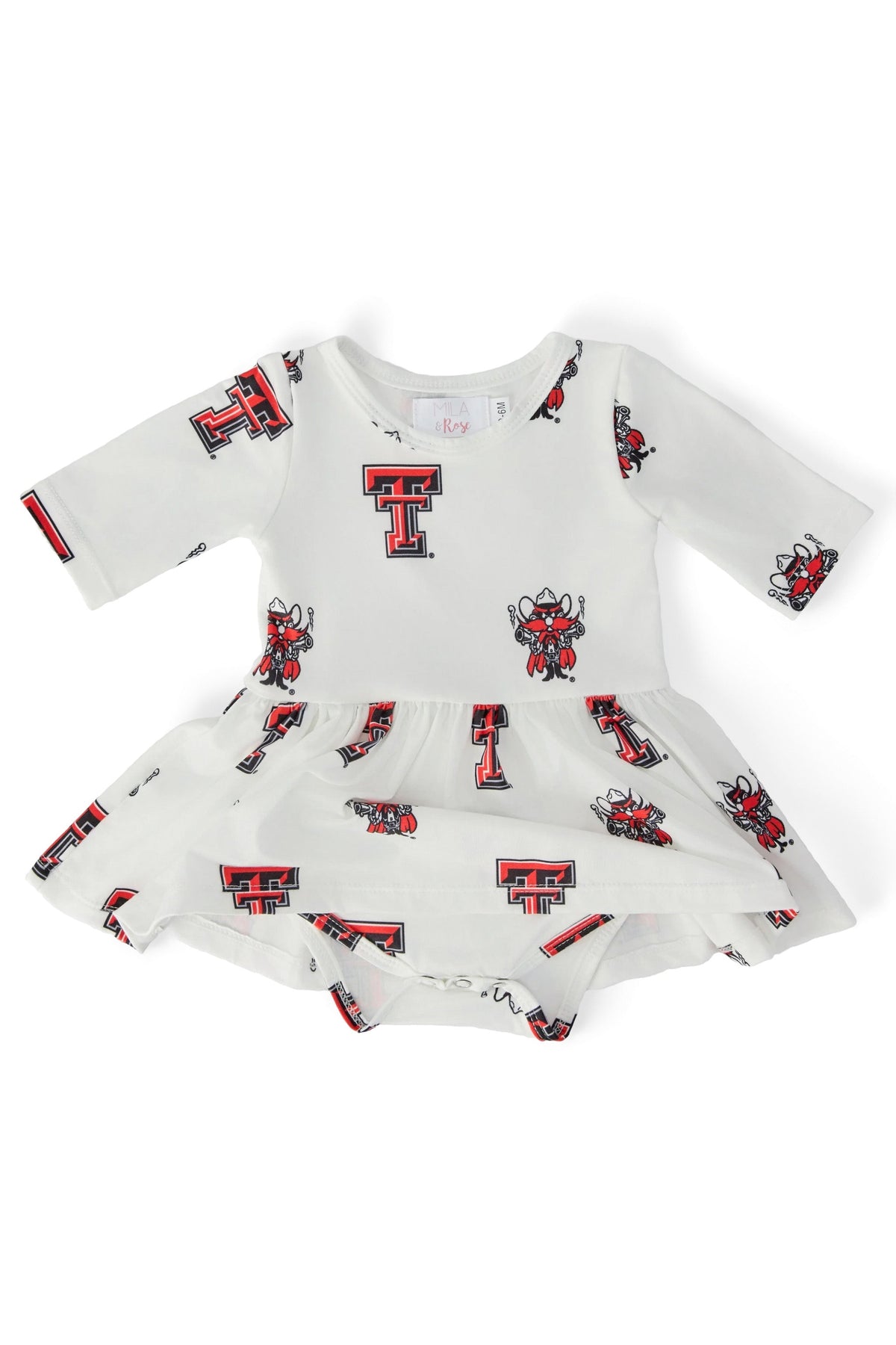Texas Tech White Raider Red 3/4 Sleeve Twirl Bodysuit 2
