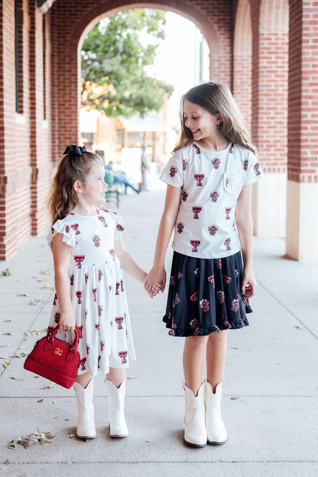 Texas Tech White Raider Red Flutter Twirl Dress 2
