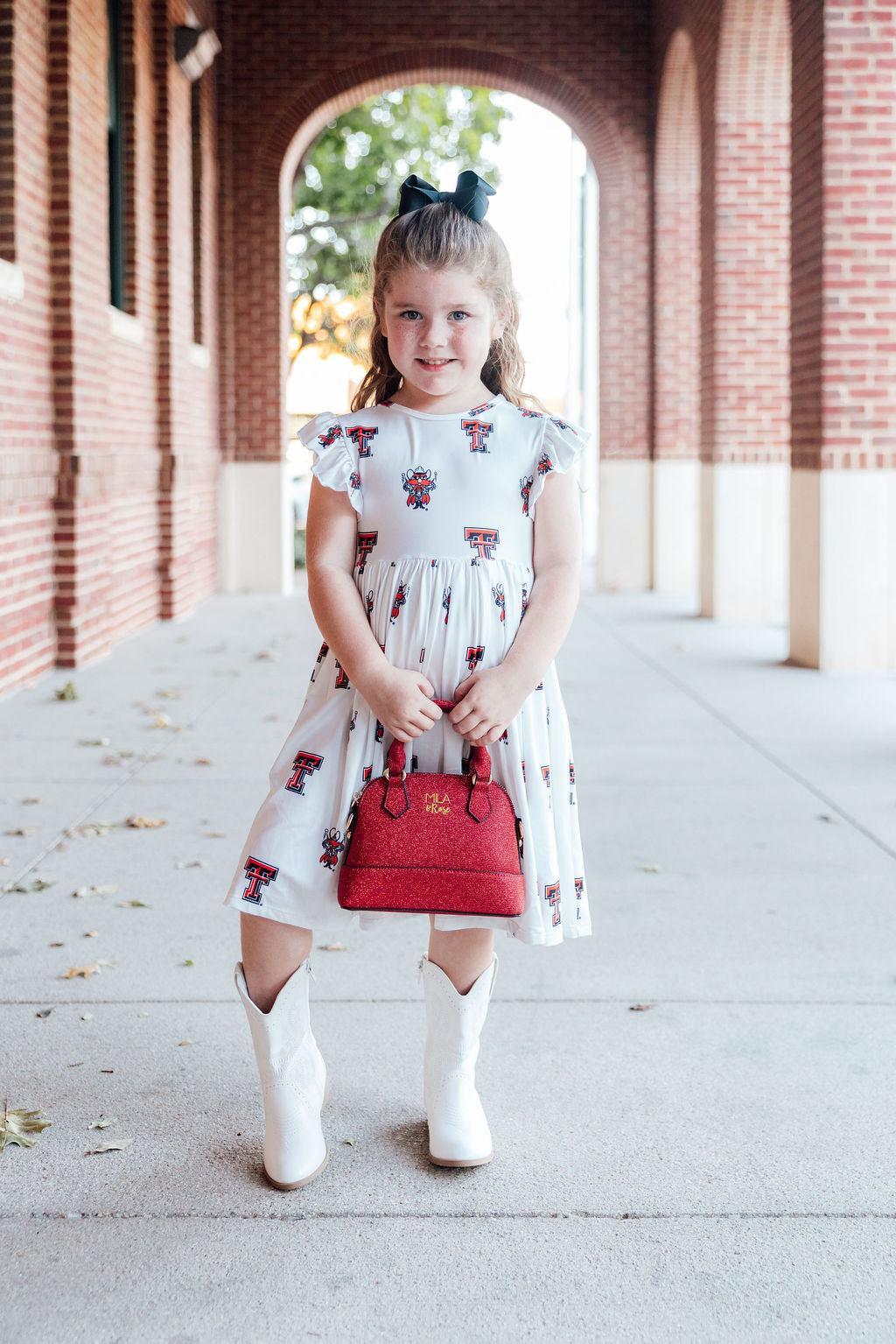 Texas Tech White Raider Red Flutter Twirl Dress 4