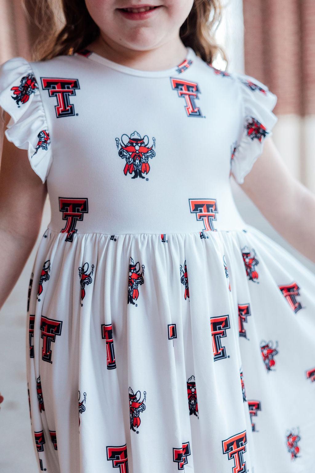 Texas Tech White Raider Red Flutter Twirl Dress 1
