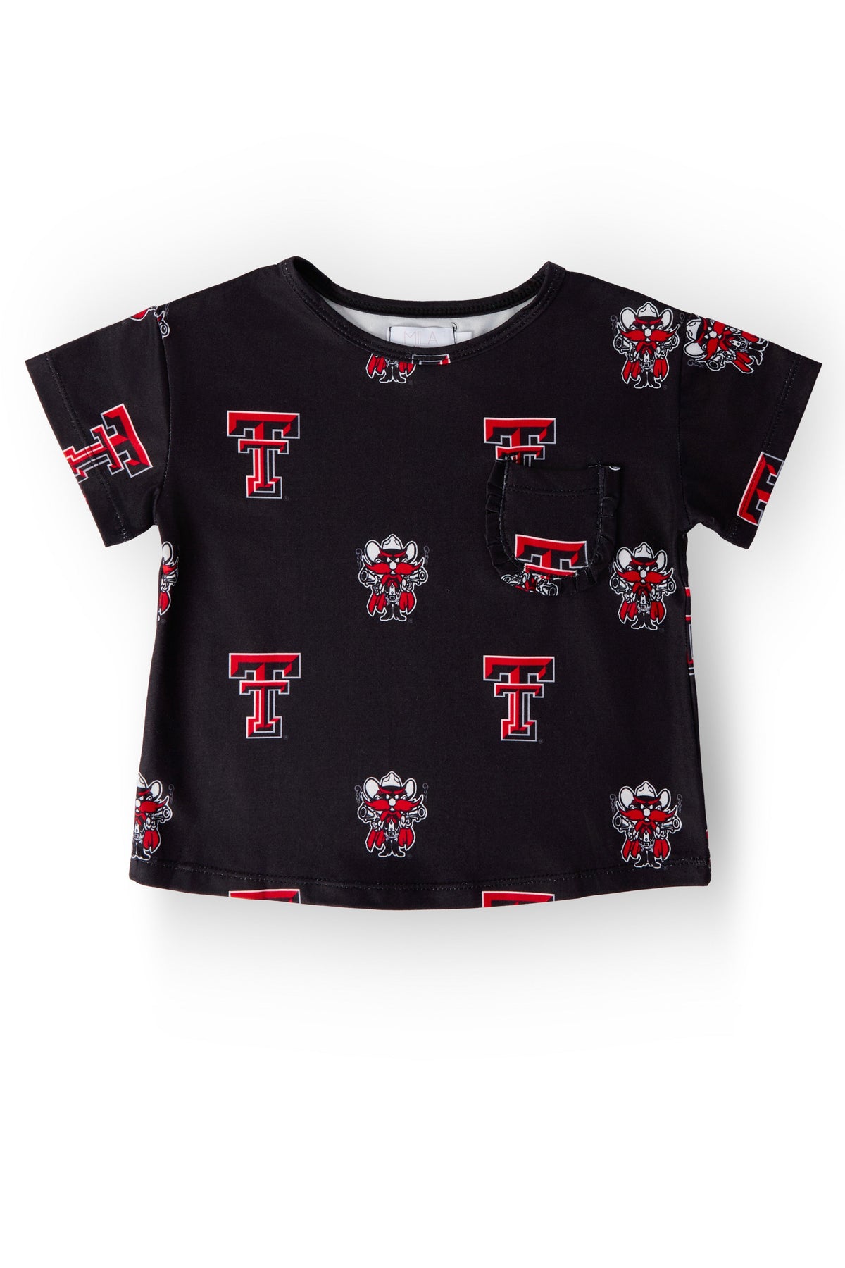 Texas Tech Black Raider Red Ruffle Pocket Tee 1