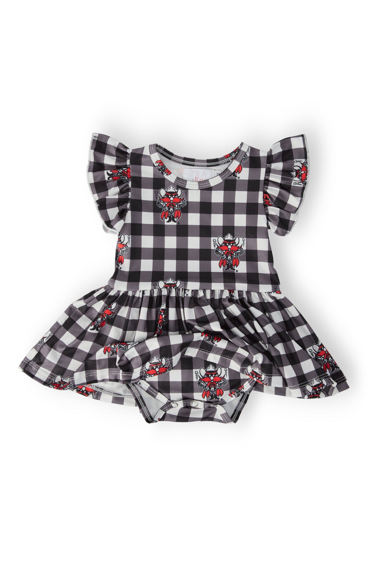 Texas Tech Plaid Raider Red S/S Flutter Twirl Bodysuit 2