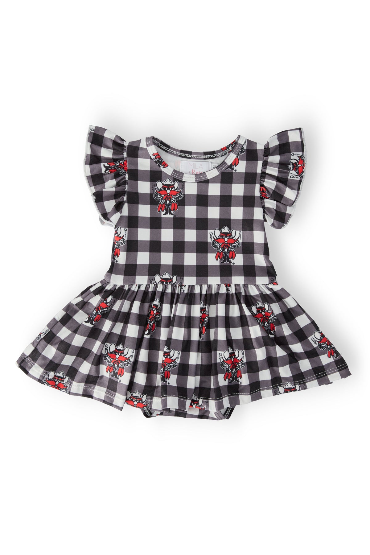 Texas Tech Plaid Raider Red S/S Flutter Twirl Bodysuit 1