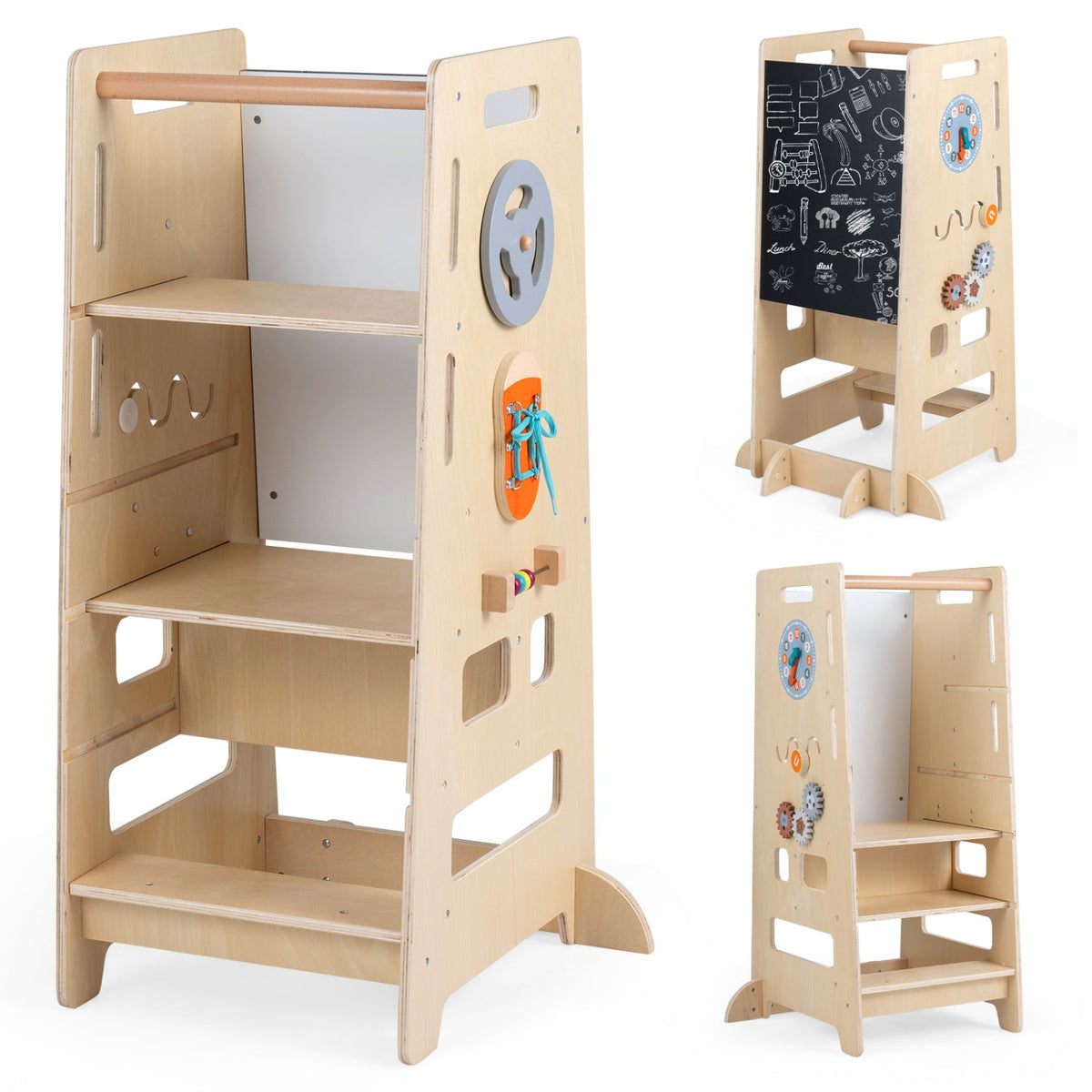 Toddler Standing Tower with Adjustable Height & Blackboard 1