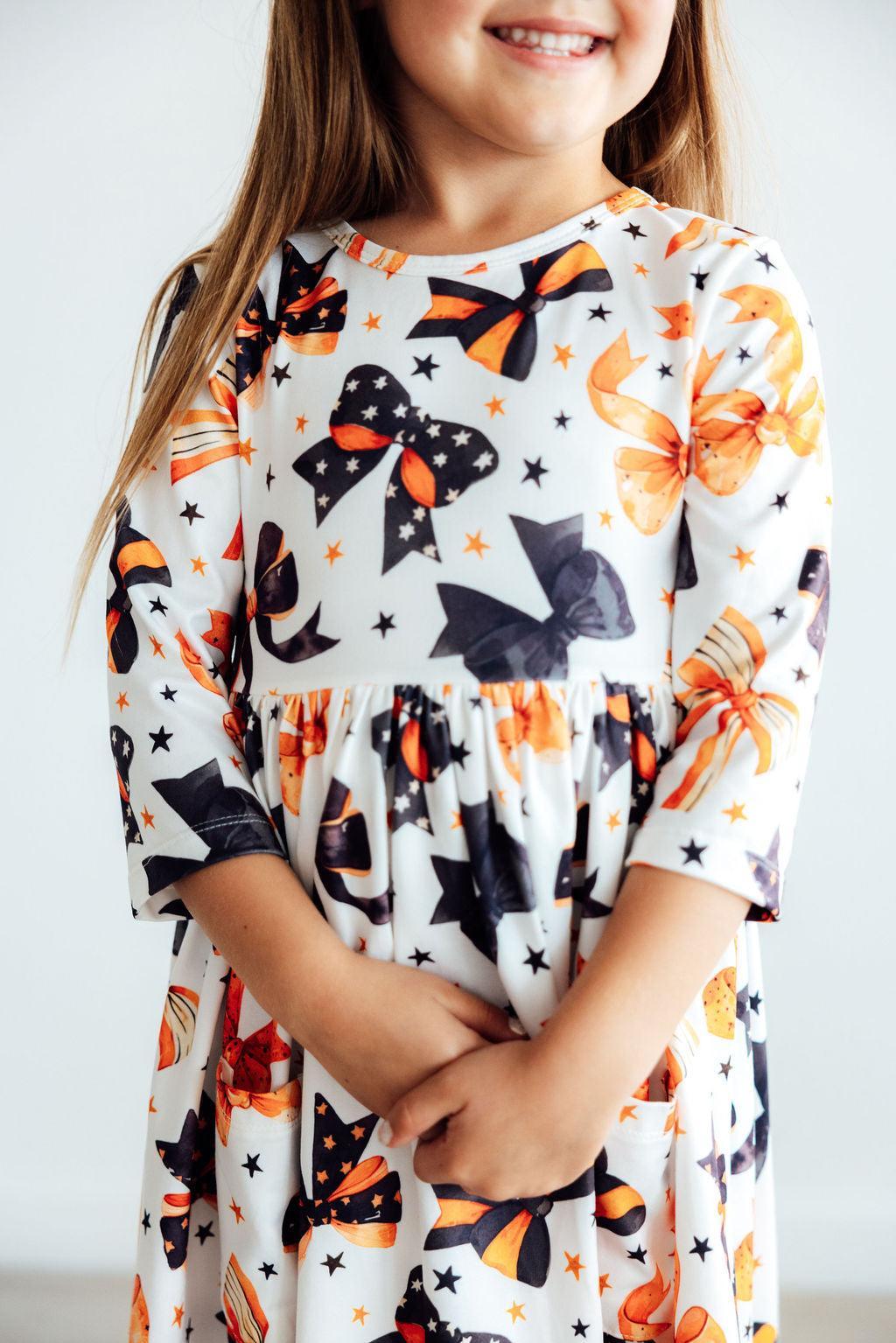 Trick or Twirl 3/4 Sleeve Pocket Twirl Dress 1