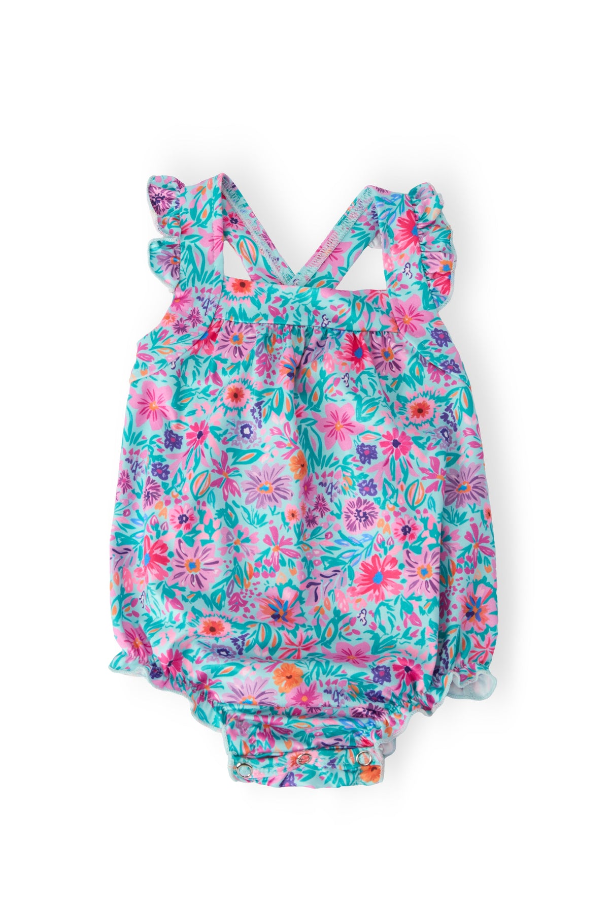 Tropical Garden Ruffle Cross Back Romper 1