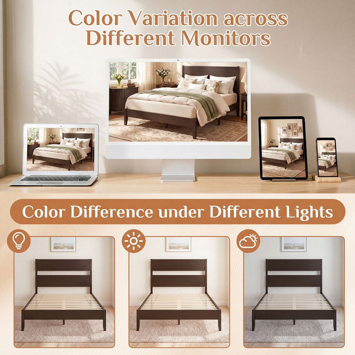 Full Bed Frame with Headboard and Solid Wood Legs 16