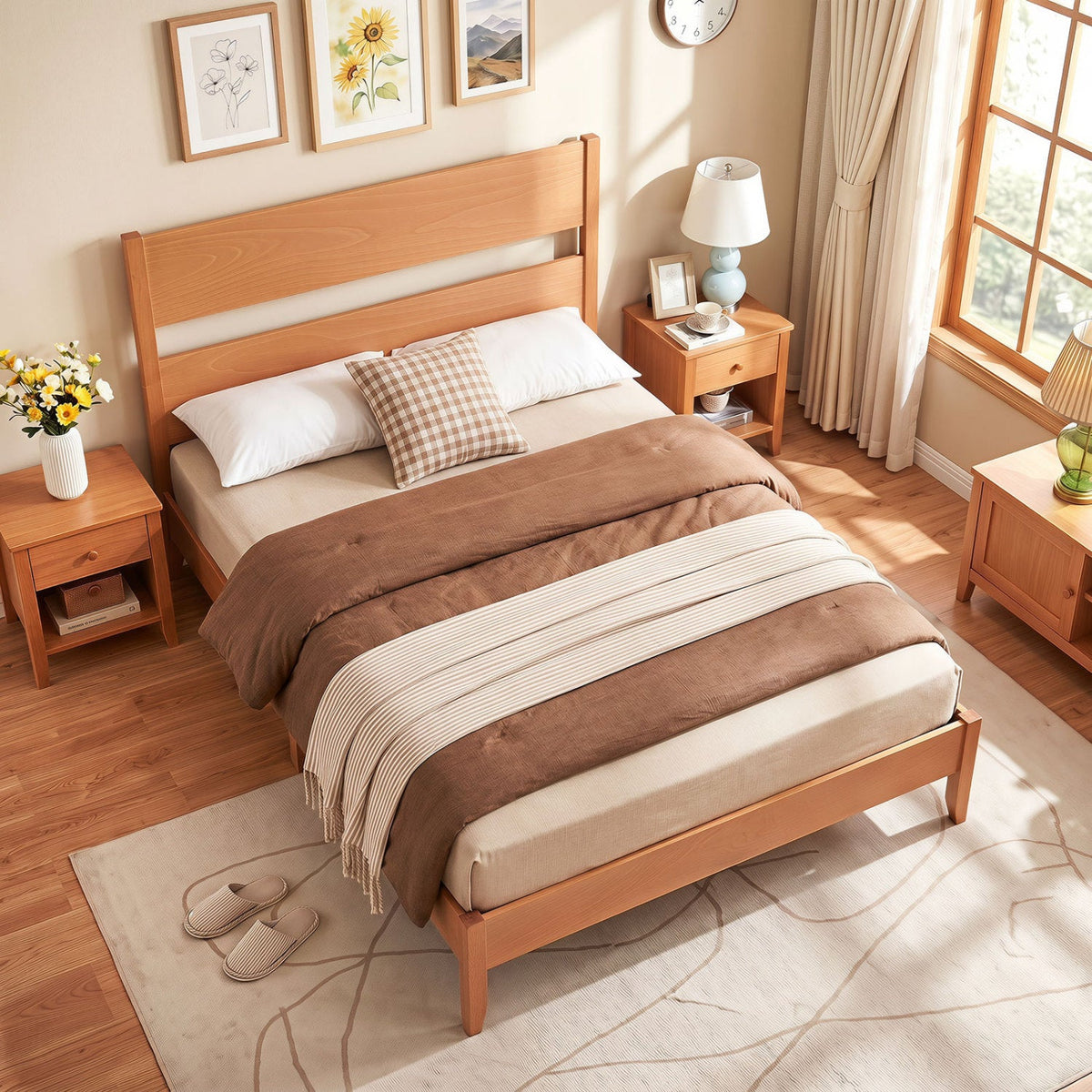Full Bed Frame with Headboard and Solid Wood Legs 5