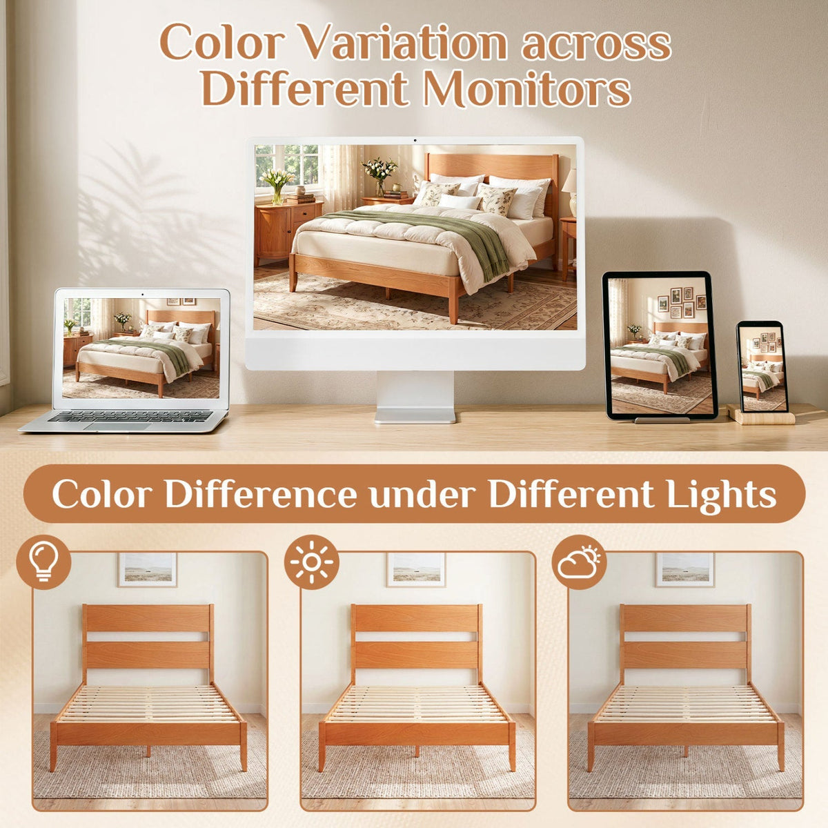 Full Bed Frame with Headboard and Solid Wood Legs 8