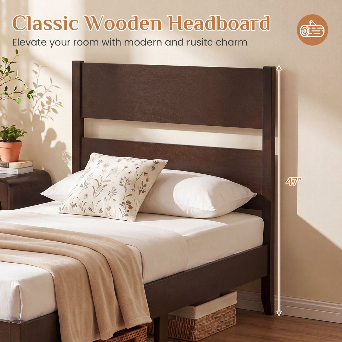 Twin Bed Frame with Headboard and Solid Wood Legs 14