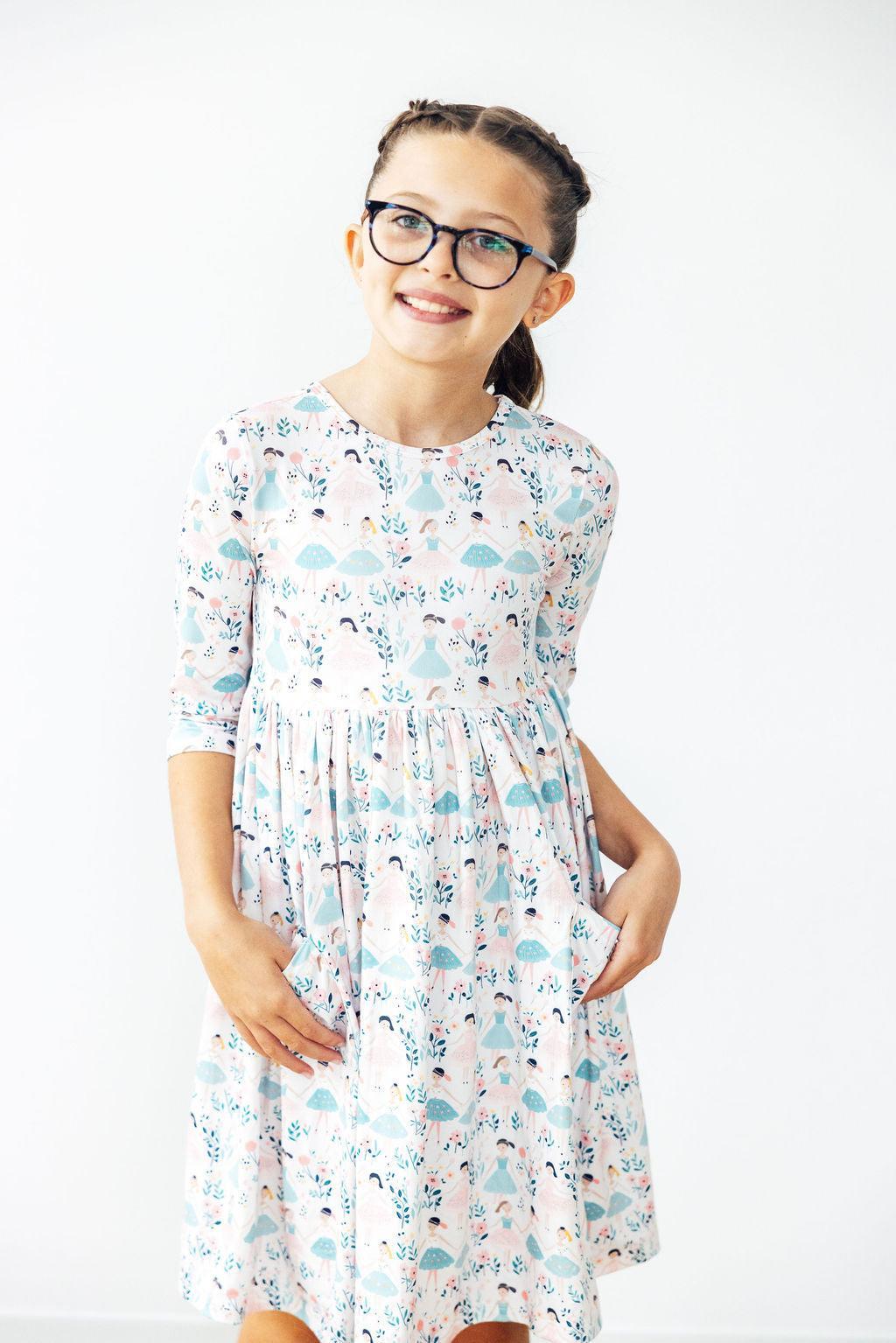 Twinkle Toes 3/4 Sleeve Pocket Twirl Dress 2