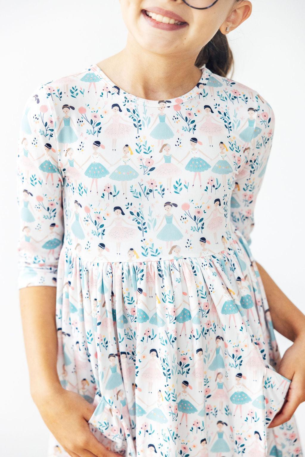 Twinkle Toes 3/4 Sleeve Pocket Twirl Dress 1
