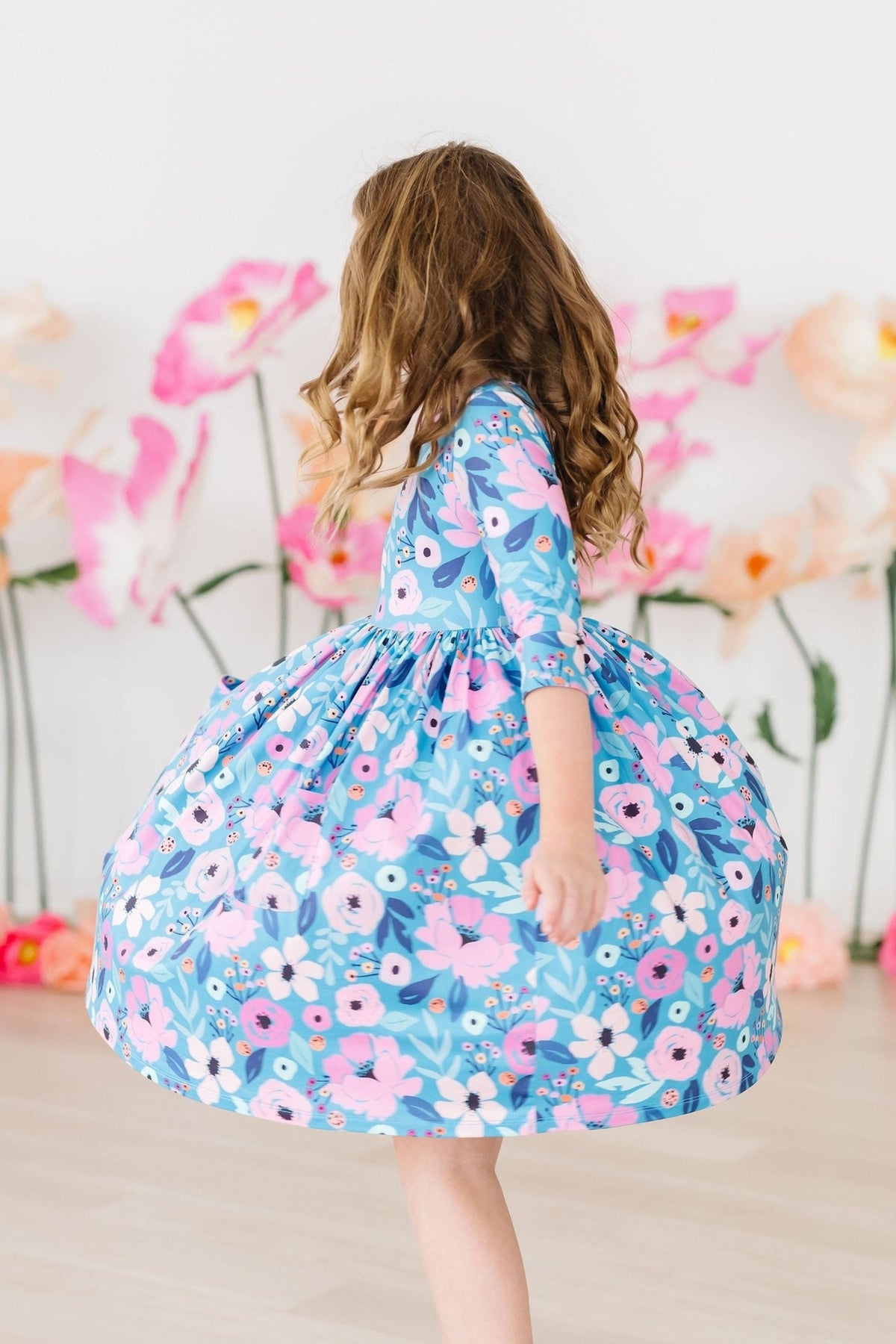 Twirling in Teal 3/4 Sleeve Pocket Twirl Dress 4