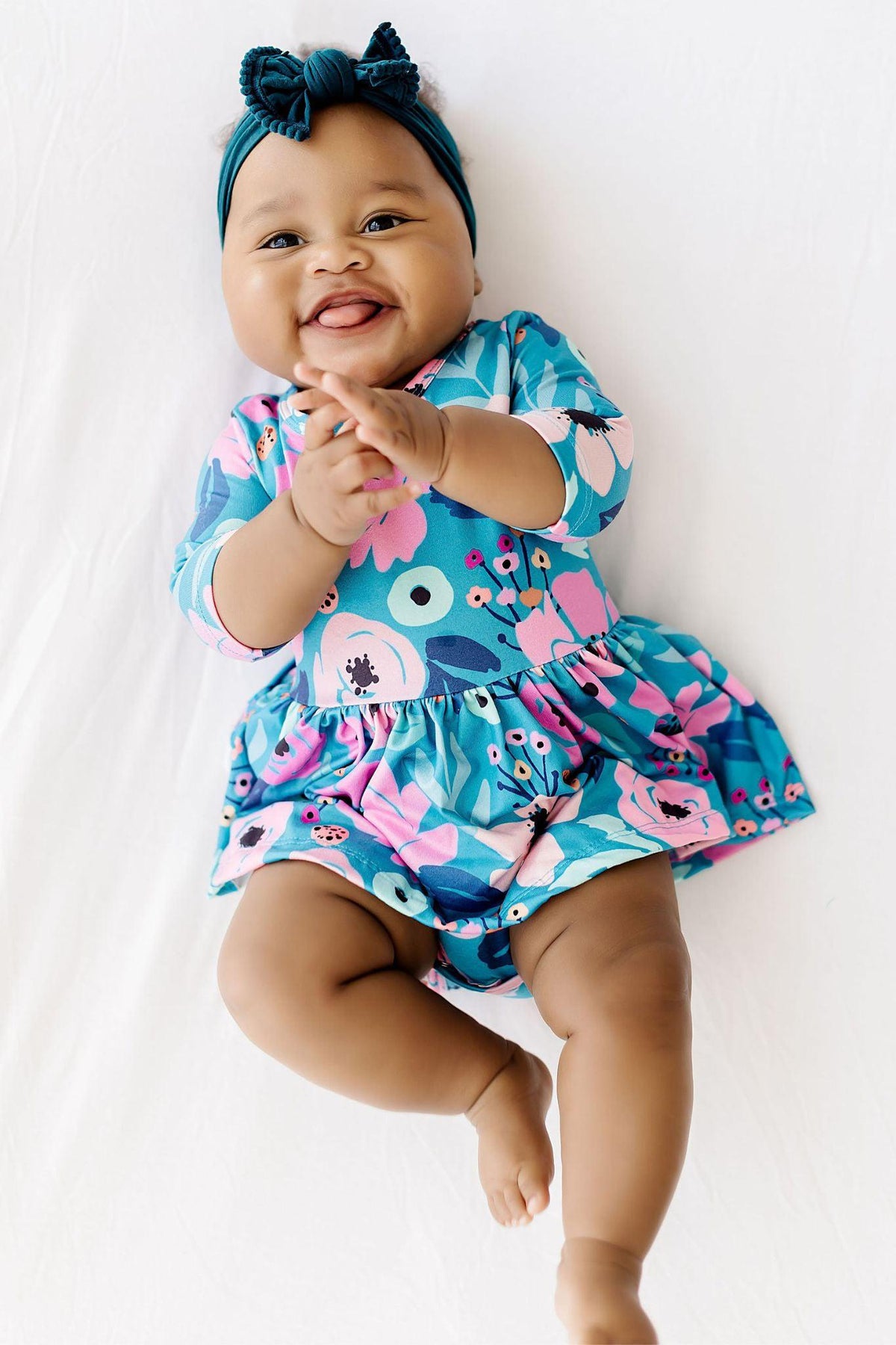 Twirling in Teal 3/4 Sleeve Twirl Bodysuit 2
