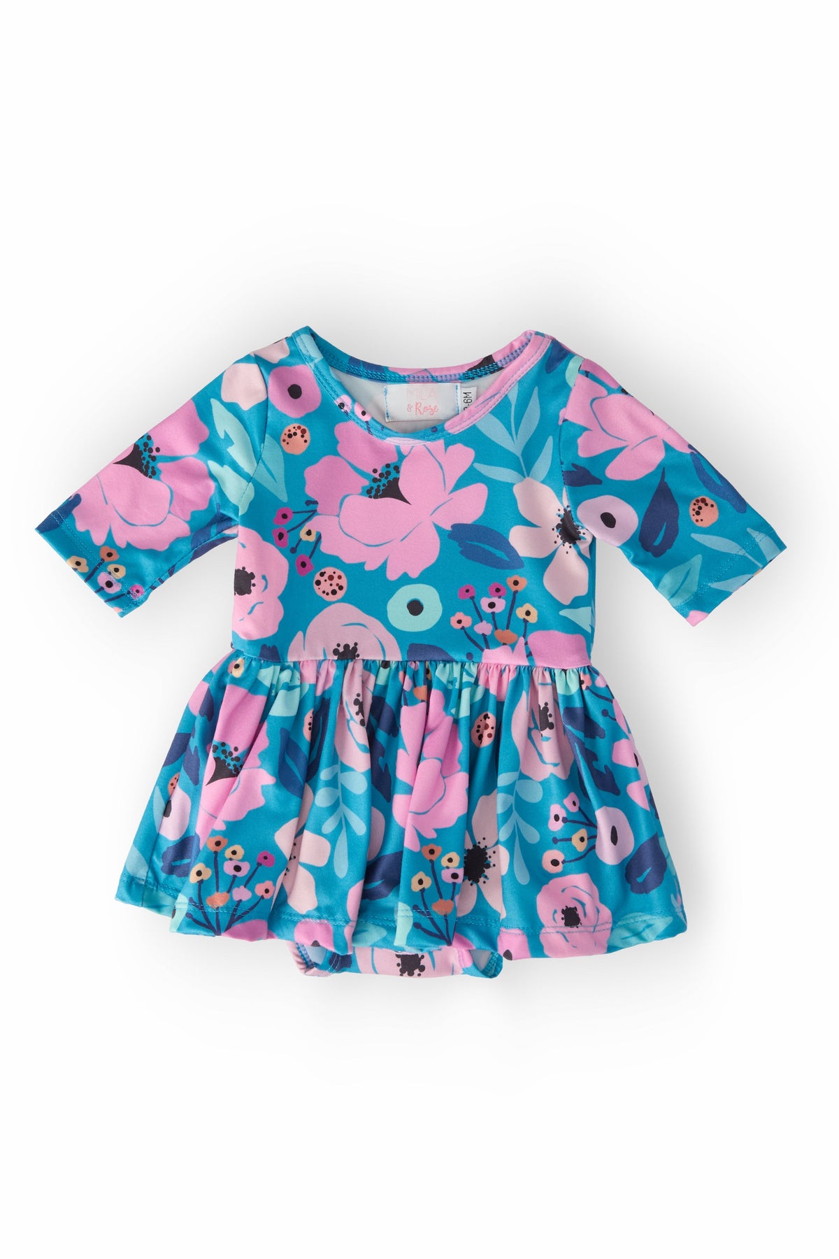 Twirling in Teal 3/4 Sleeve Twirl Bodysuit 1