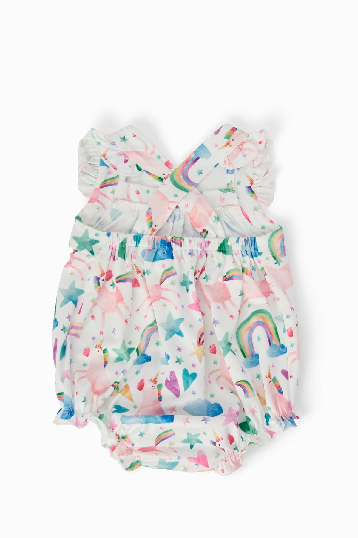 SALE Unicorn Kisses Ruffle Cross Back Romper 2