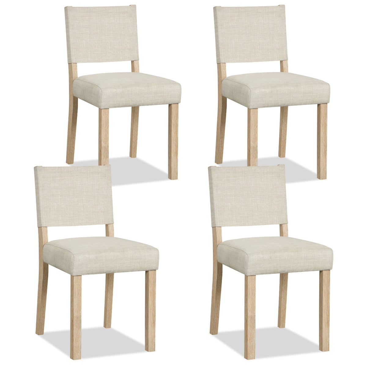 Upholstered Dining Chairs Set of 4 with Rubber Wood Legs 2