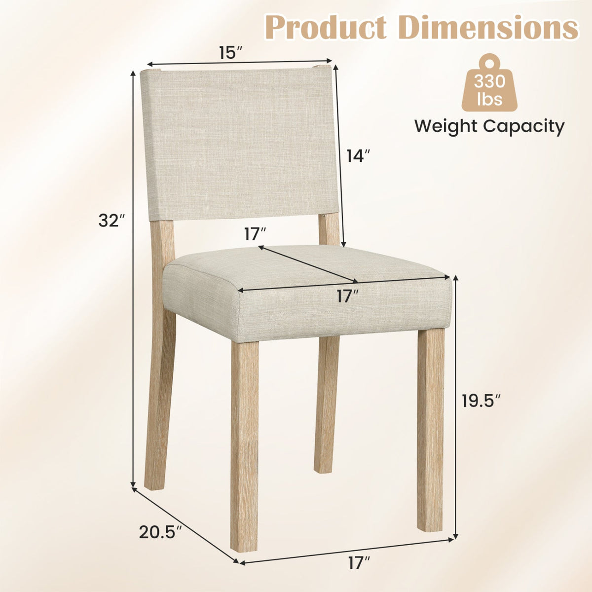 Upholstered Dining Chairs Set of 4 with Rubber Wood Legs 3