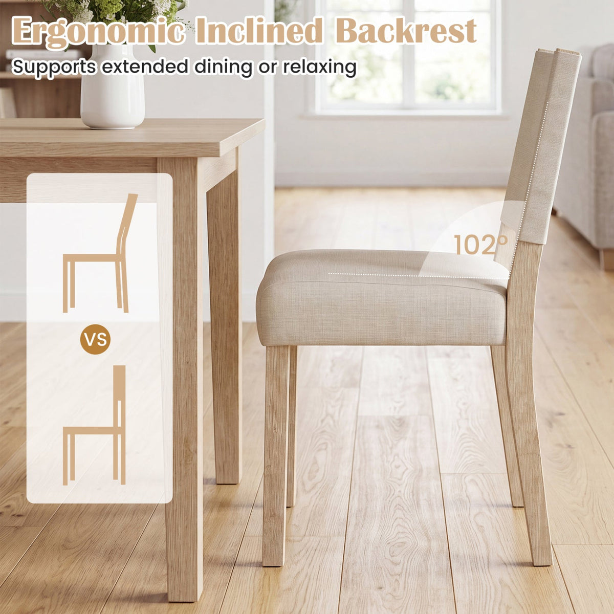 Upholstered Dining Chairs Set of 4 with Rubber Wood Legs 5