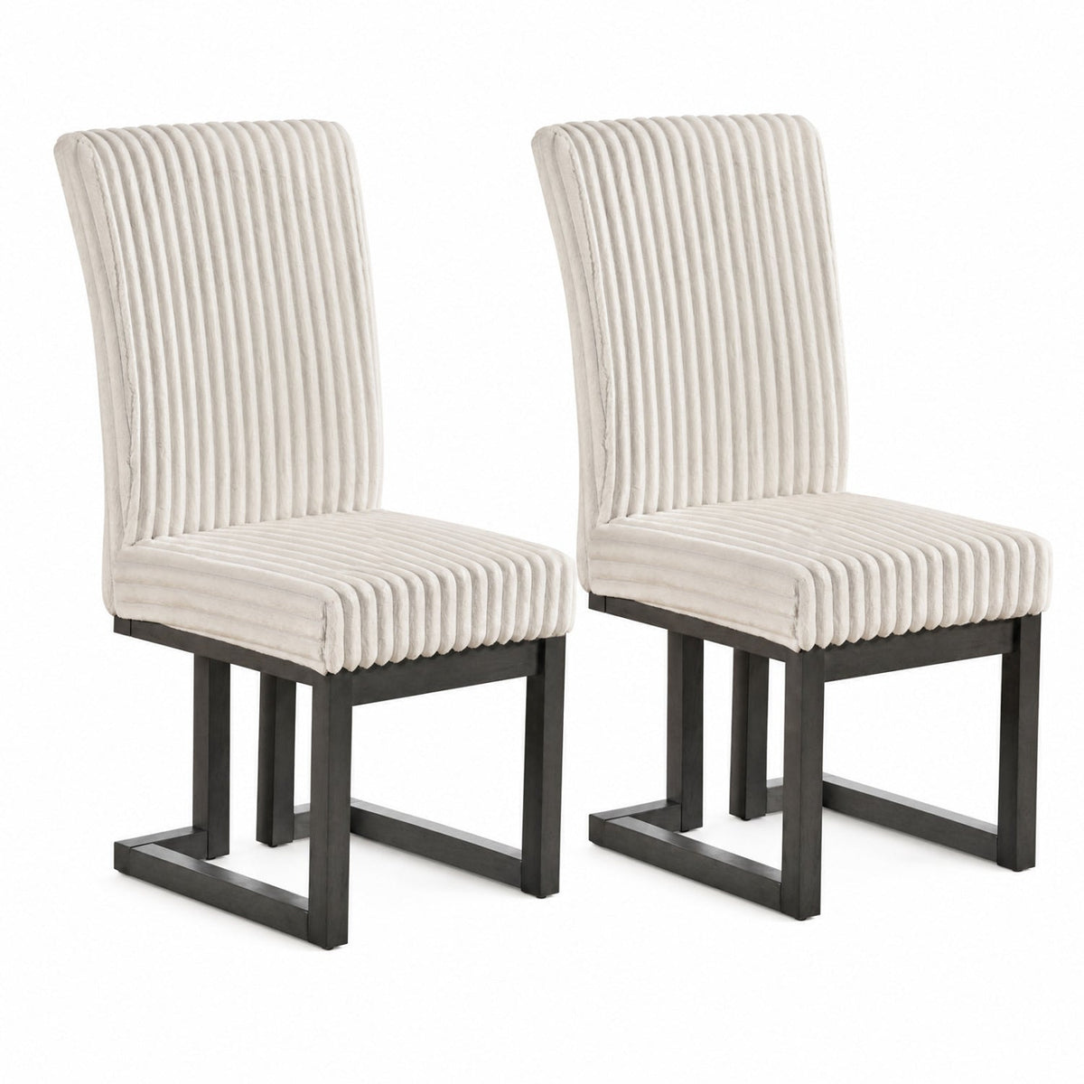Upholstered Dining Chairs Set of 2 with Rubber Wood Legs 10