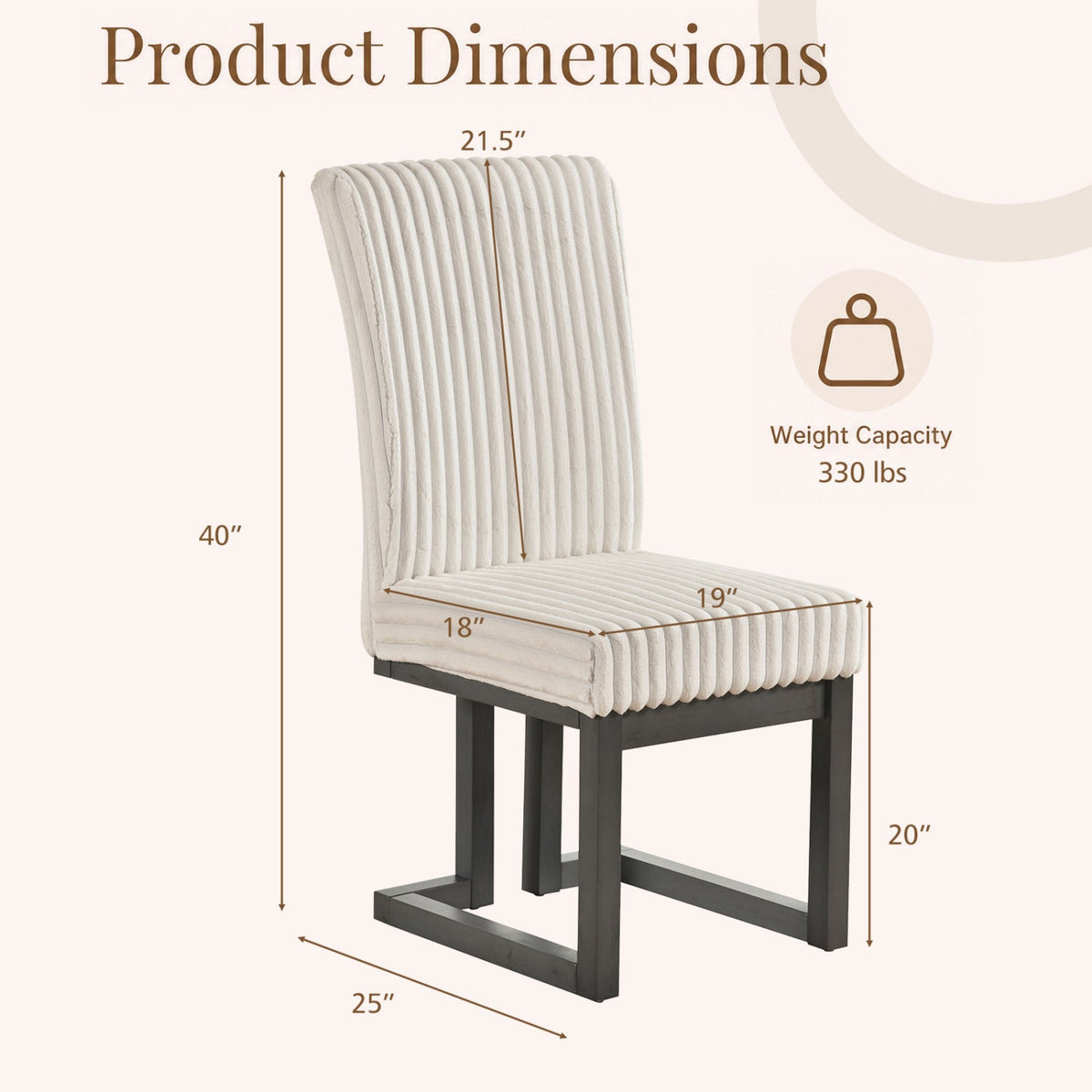 Upholstered Dining Chairs Set of 2 with Rubber Wood Legs 11