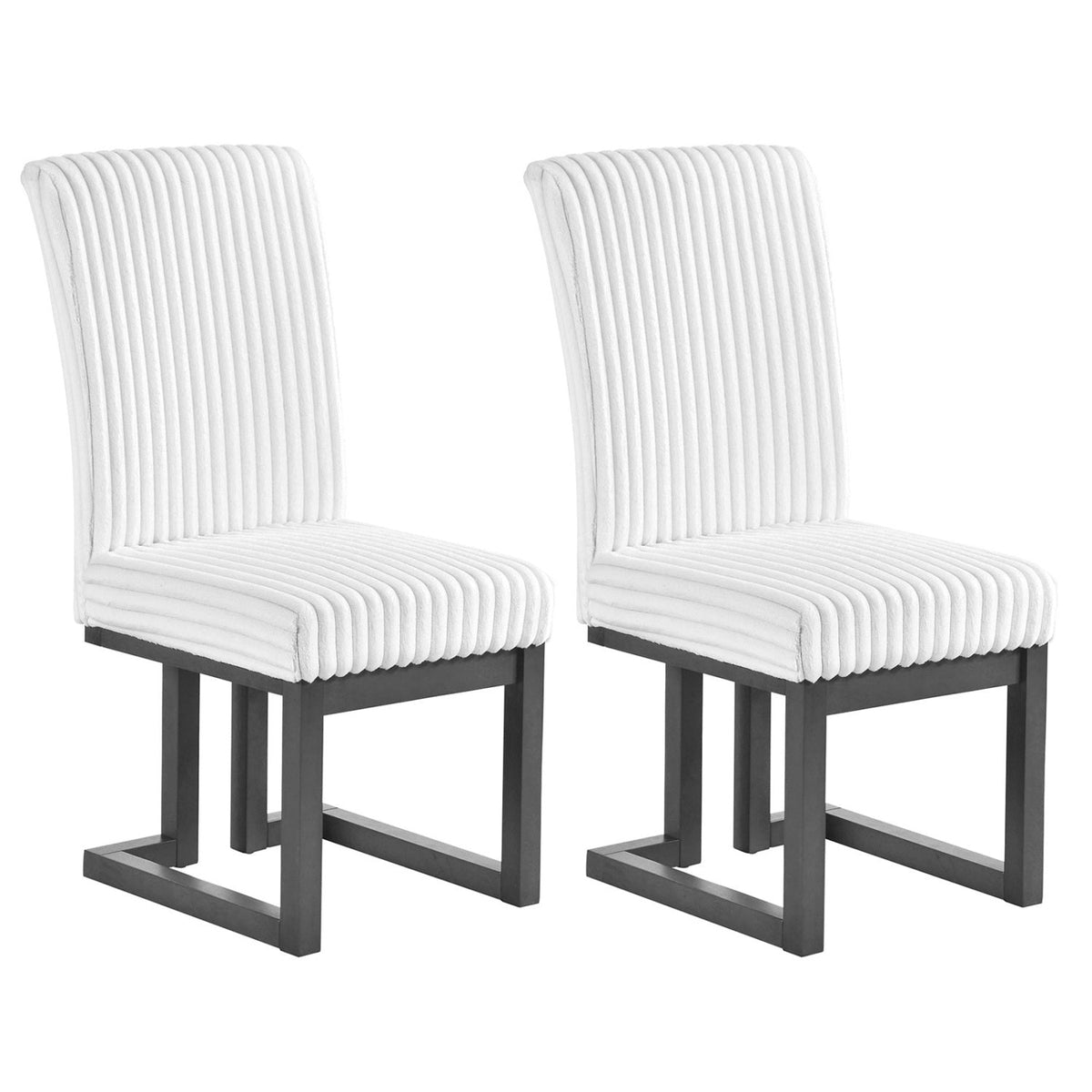 Upholstered Dining Chairs Set of 2 with Rubber Wood Legs 3