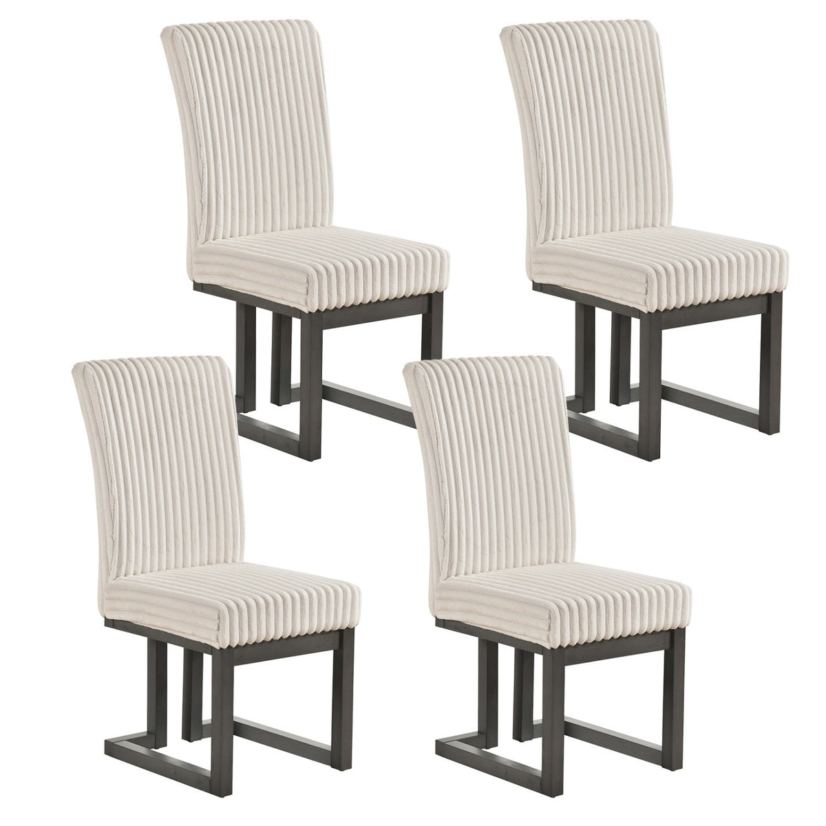 Upholstered Dining Chairs Set of 4 with Rubber Wood Legs 8