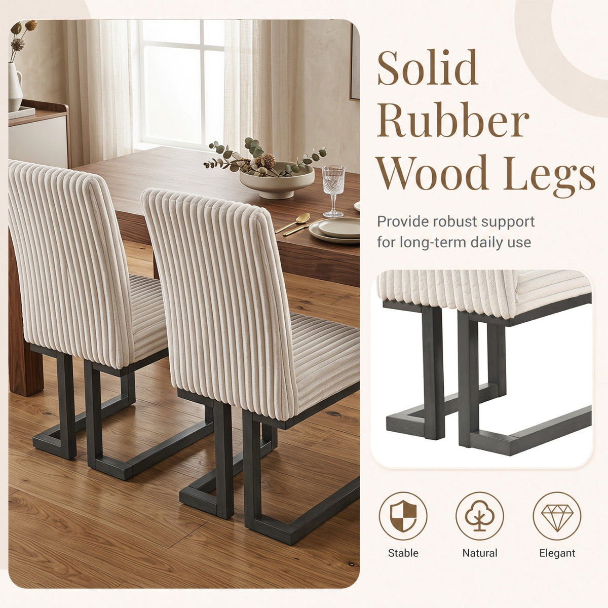 Upholstered Dining Chairs Set of 4 with Rubber Wood Legs 10