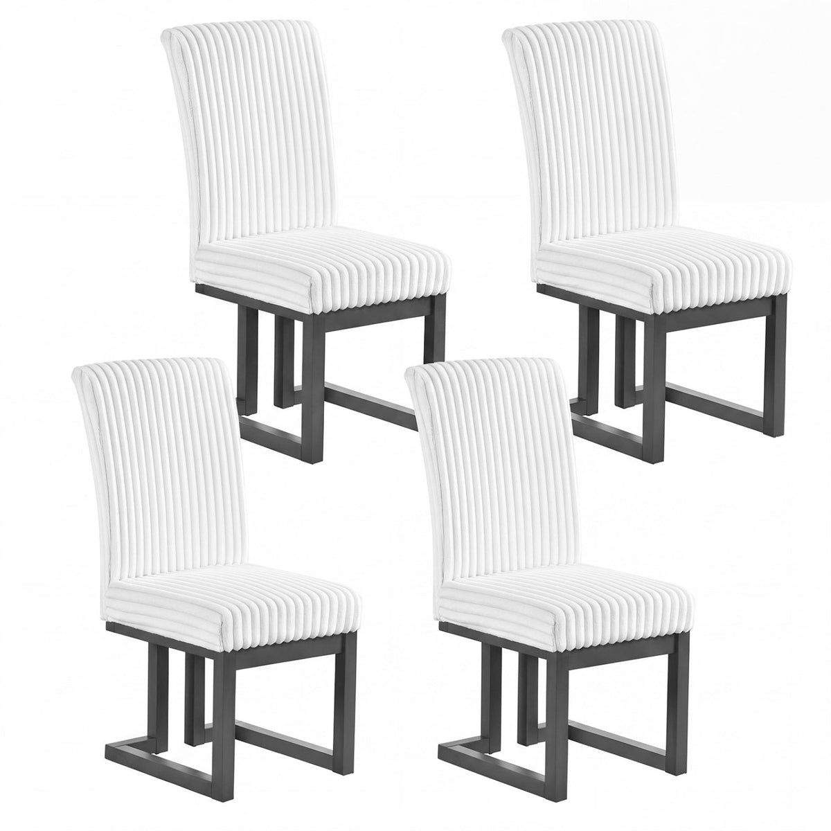 Upholstered Dining Chairs Set of 4 with Rubber Wood Legs 2