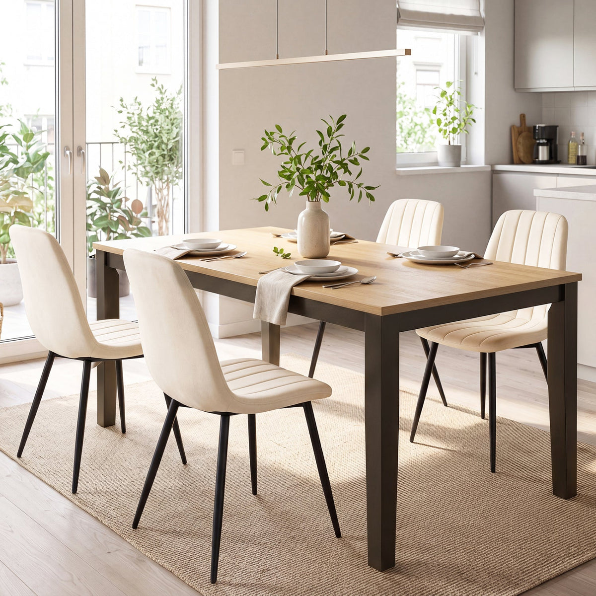 Upholstered Dining Chairs Set of 4 with Metal Legs 9