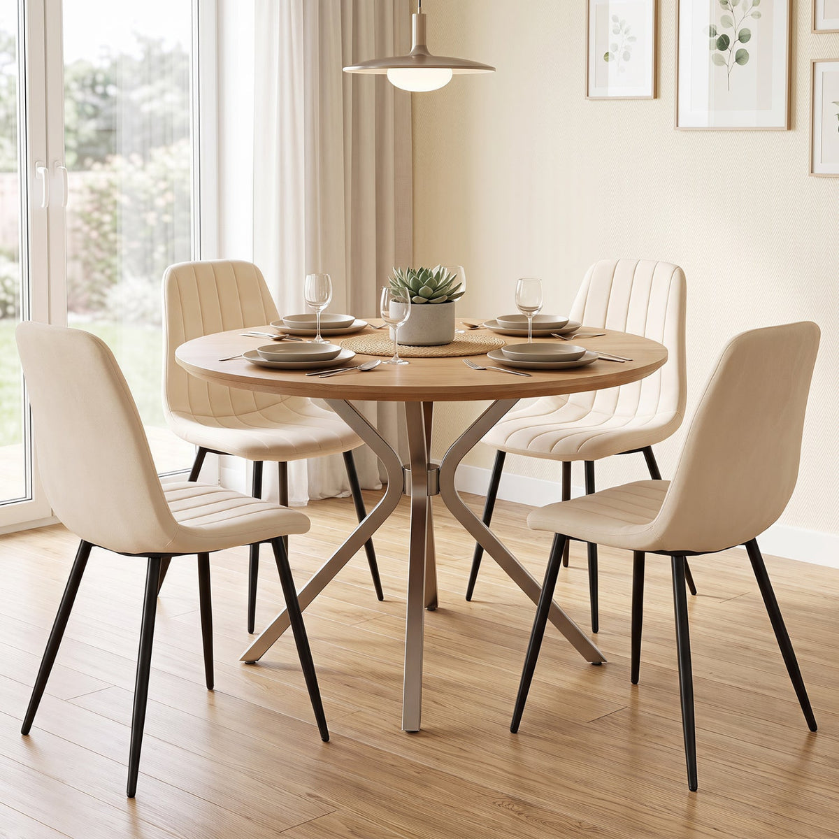 Upholstered Dining Chairs Set of 4 with Metal Legs 10