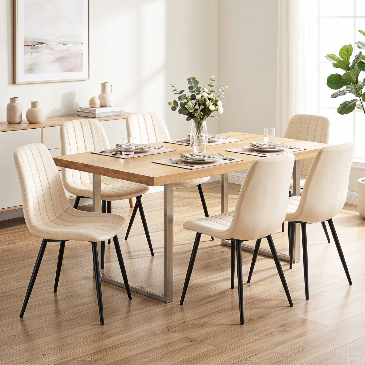 Upholstered Dining Chairs Set of 4 with Metal Legs 13