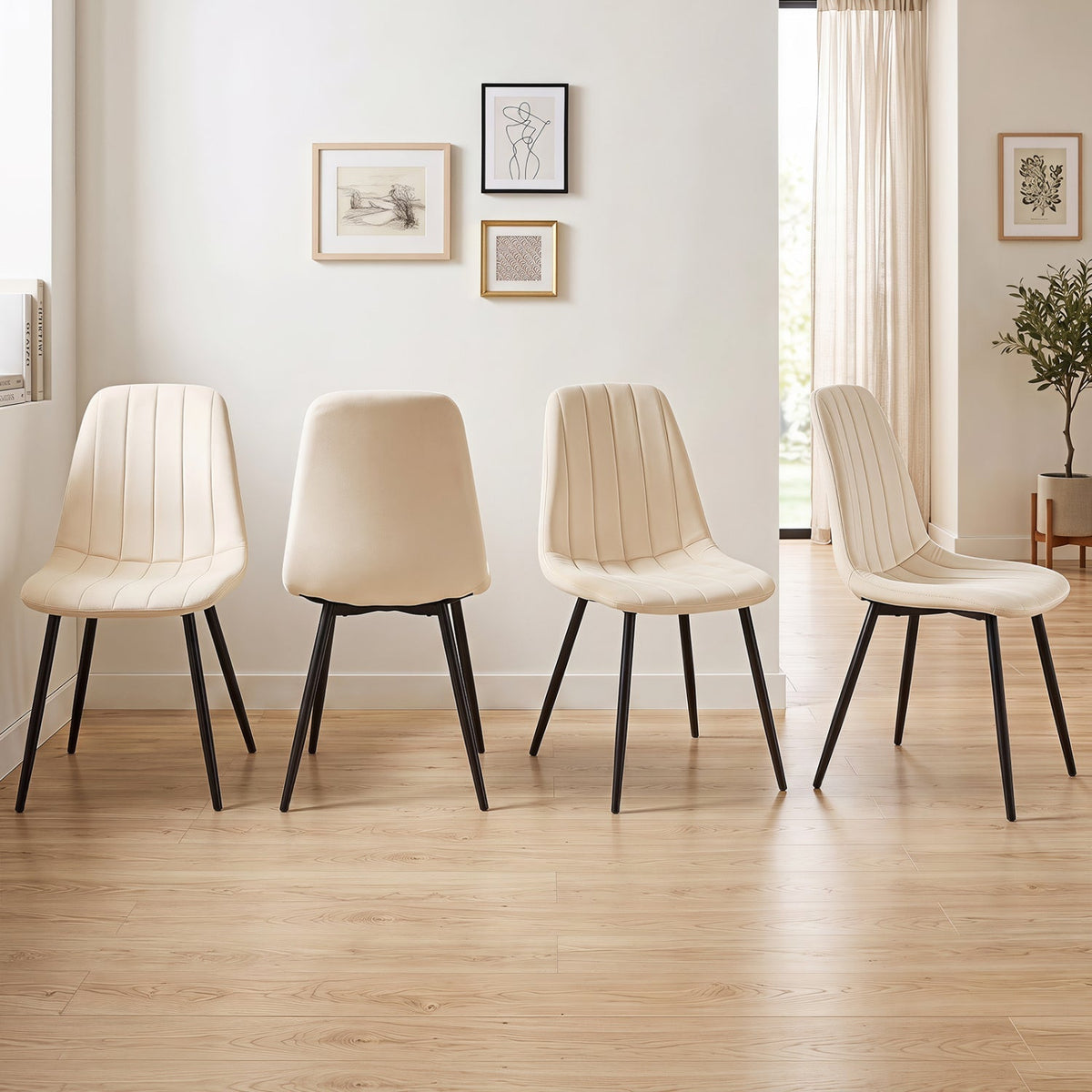 Upholstered Dining Chairs Set of 4 with Metal Legs 14