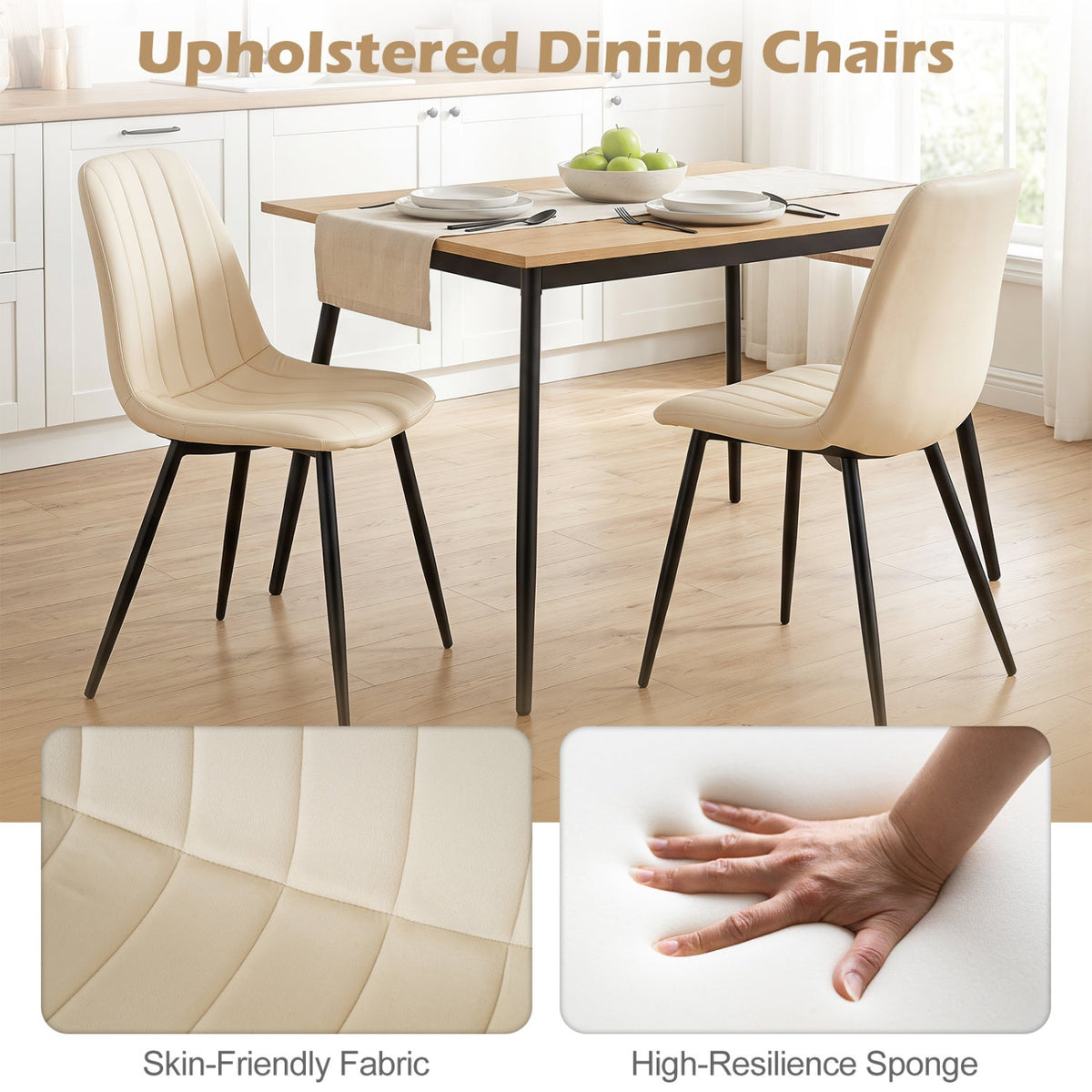 Upholstered Dining Chairs Set of 4 with Metal Legs 15