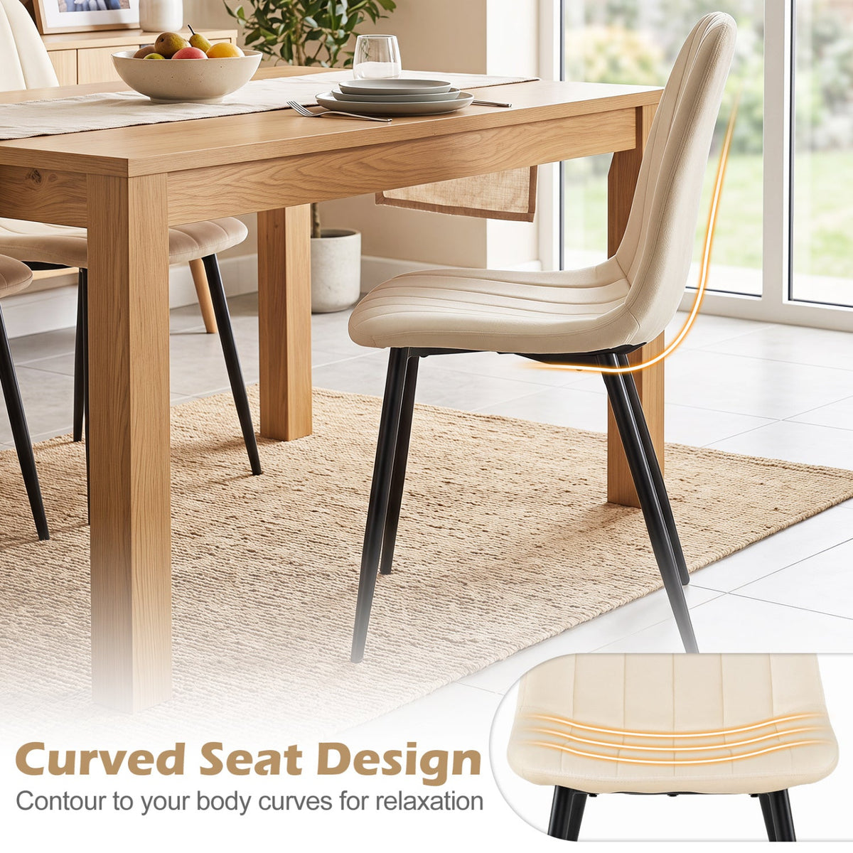 Upholstered Dining Chairs Set of 4 with Metal Legs 16