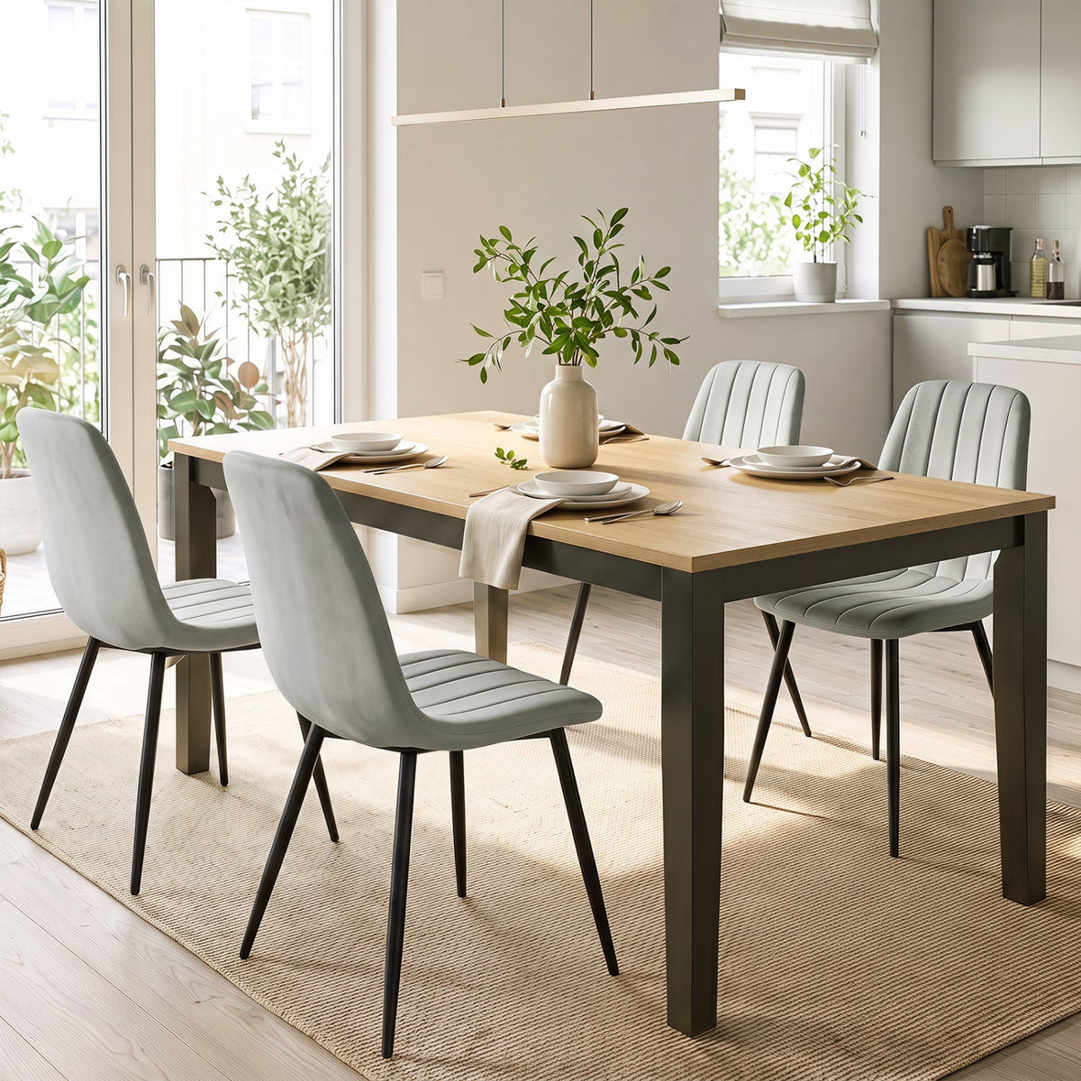 Upholstered Dining Chairs Set of 4 with Metal Legs 2