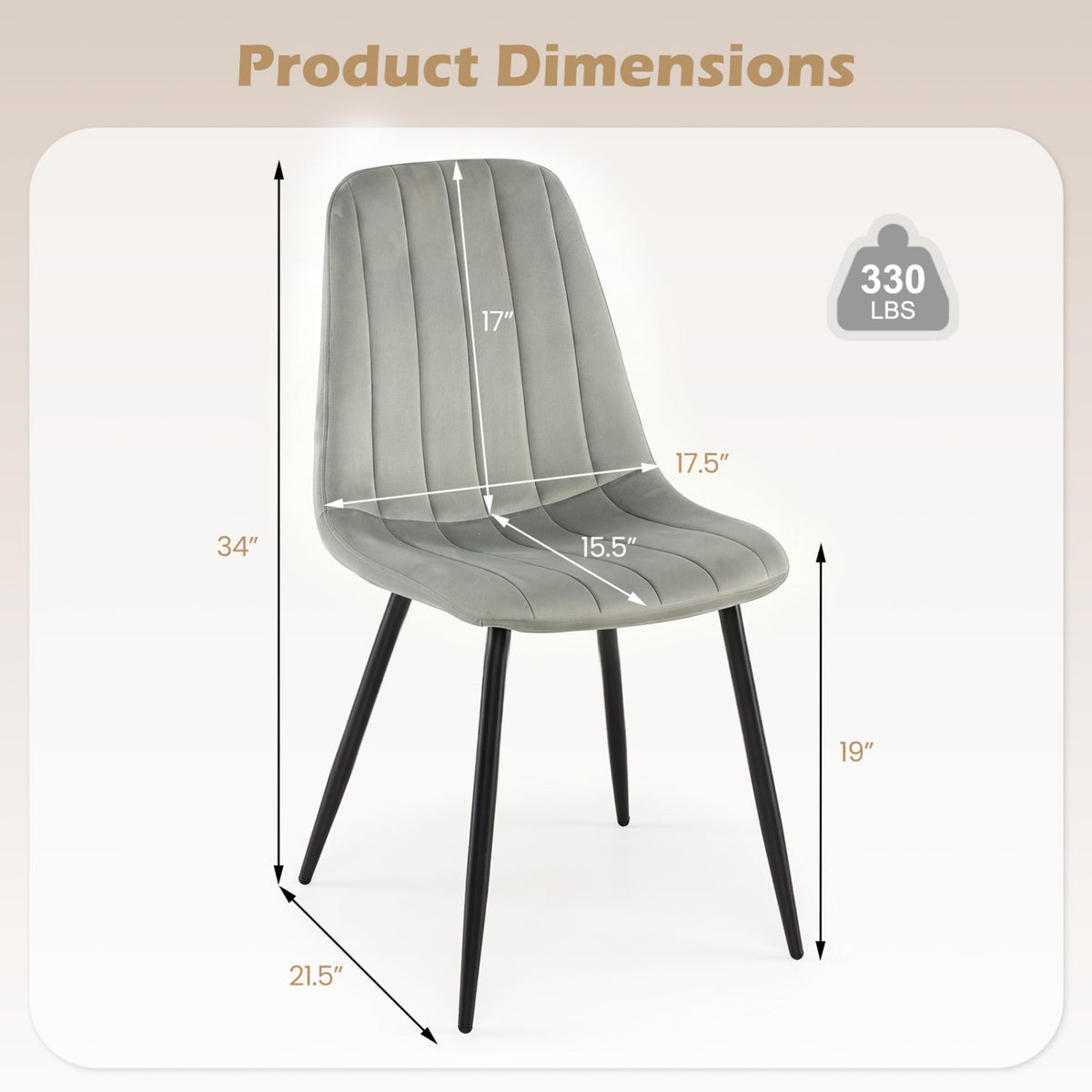 Upholstered Dining Chairs Set of 4 with Metal Legs 4