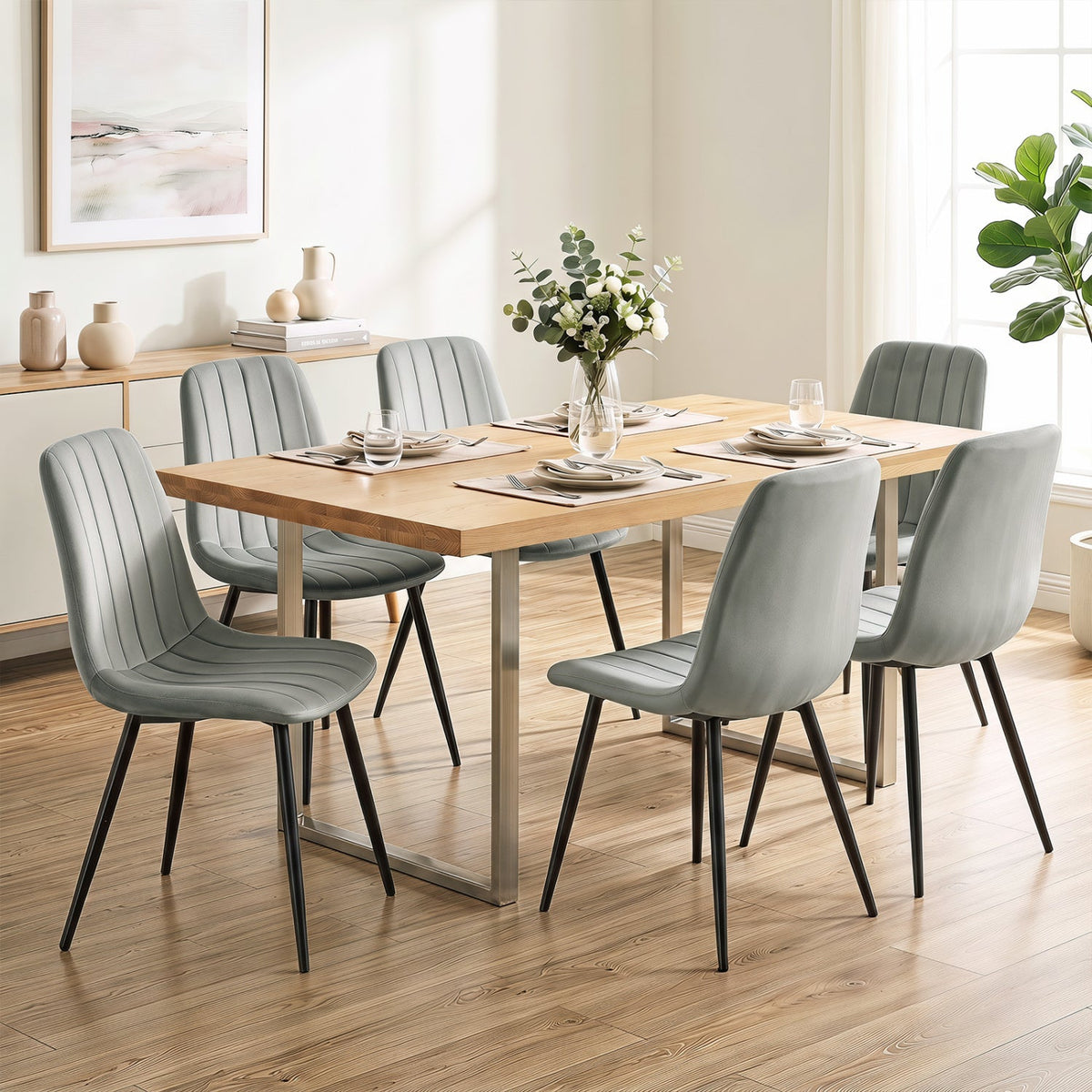 Upholstered Dining Chairs Set of 4 with Metal Legs 5