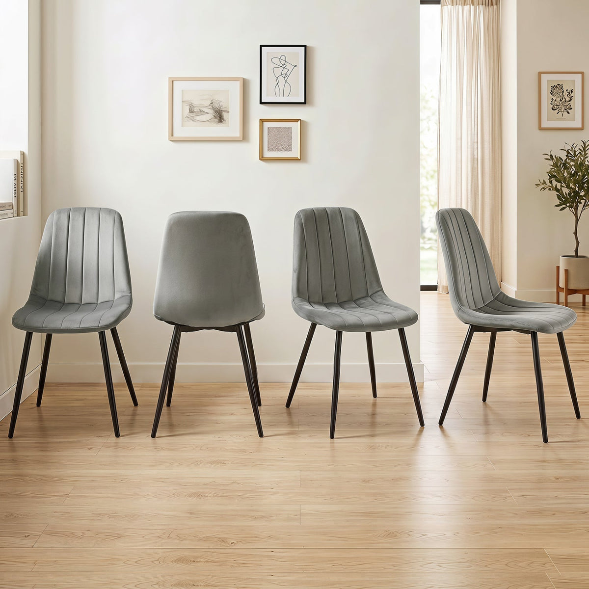 Upholstered Dining Chairs Set of 4 with Metal Legs 6