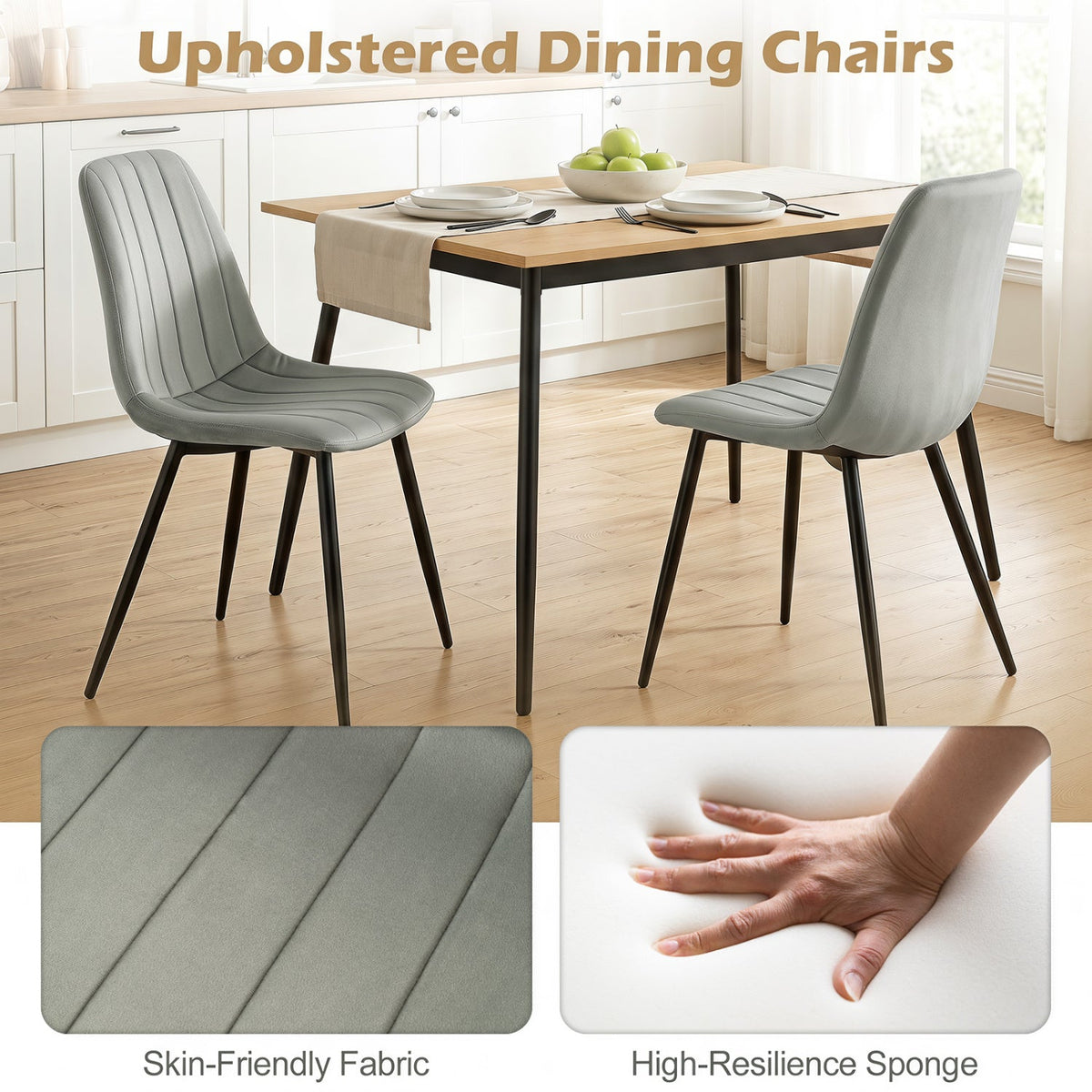 Upholstered Dining Chairs Set of 4 with Metal Legs 7