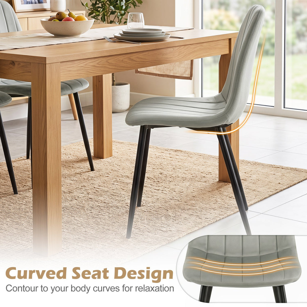 Upholstered Dining Chairs Set of 4 with Metal Legs 8