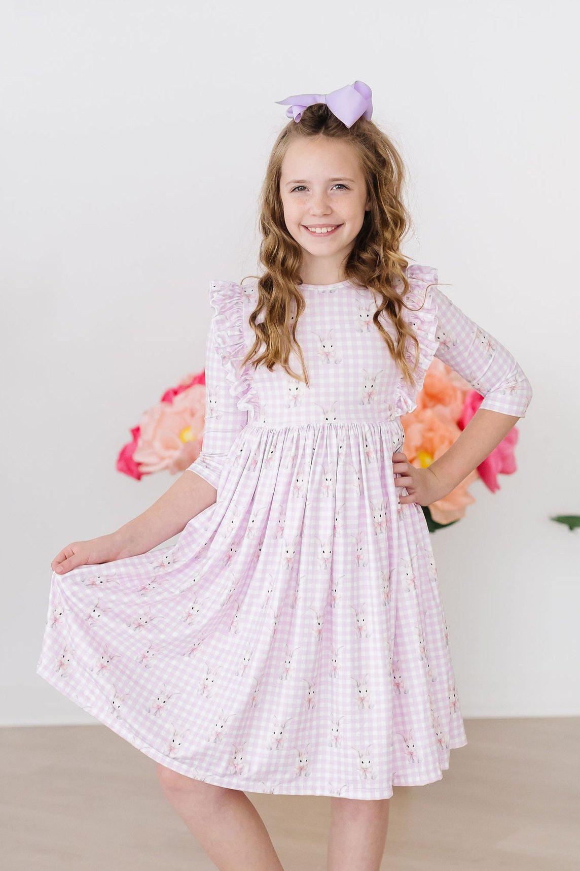 Baby Bunnies 3/4 Sleeve Ruffle Twirl Dress 4