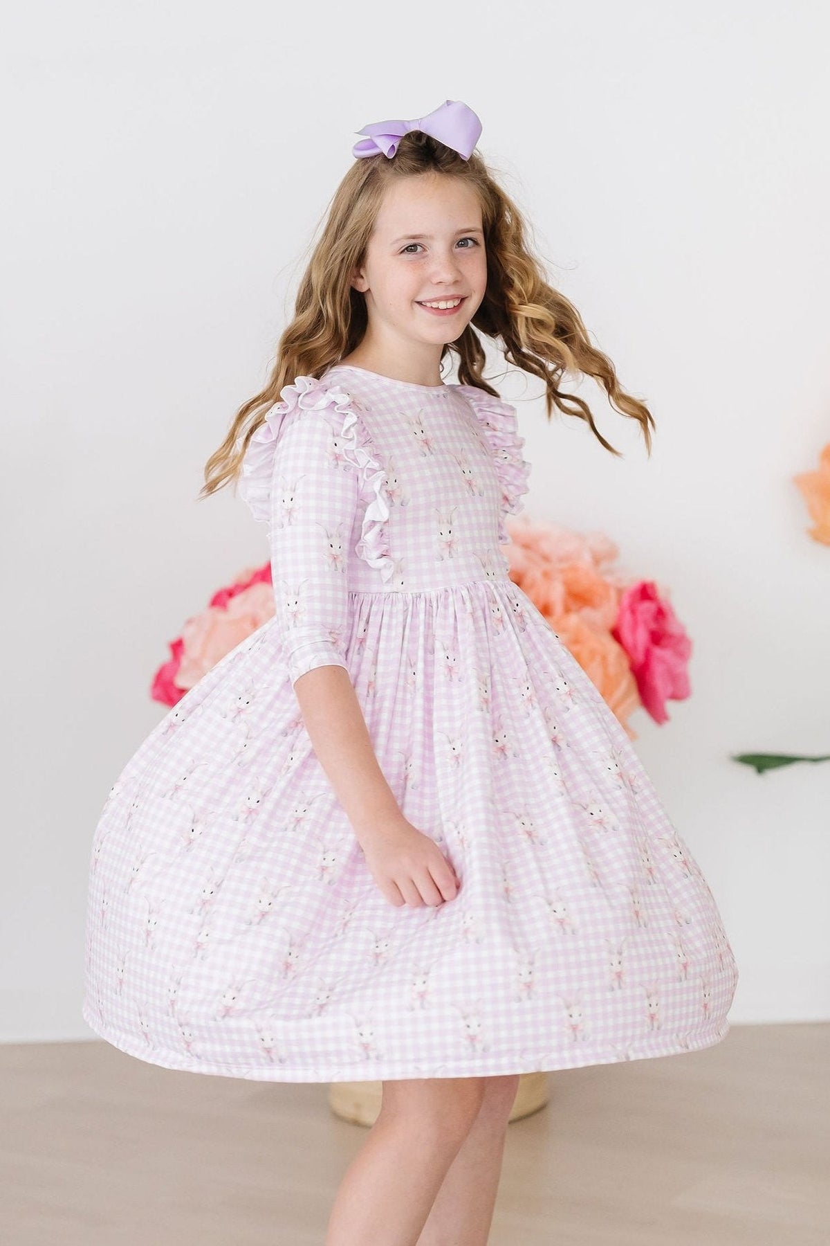 Baby Bunnies 3/4 Sleeve Ruffle Twirl Dress 5